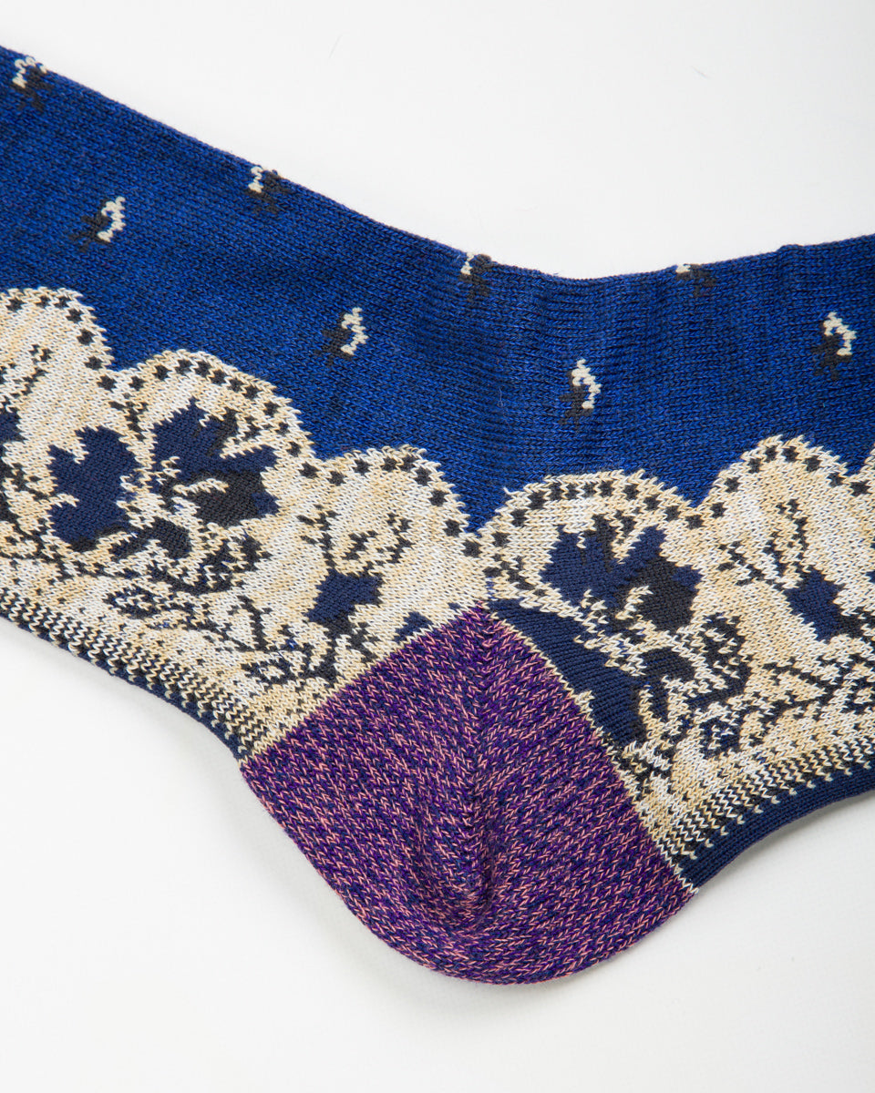 Kapital 144 Yarns Rockwell Bandanna Socks - Navy - Standard & Strange