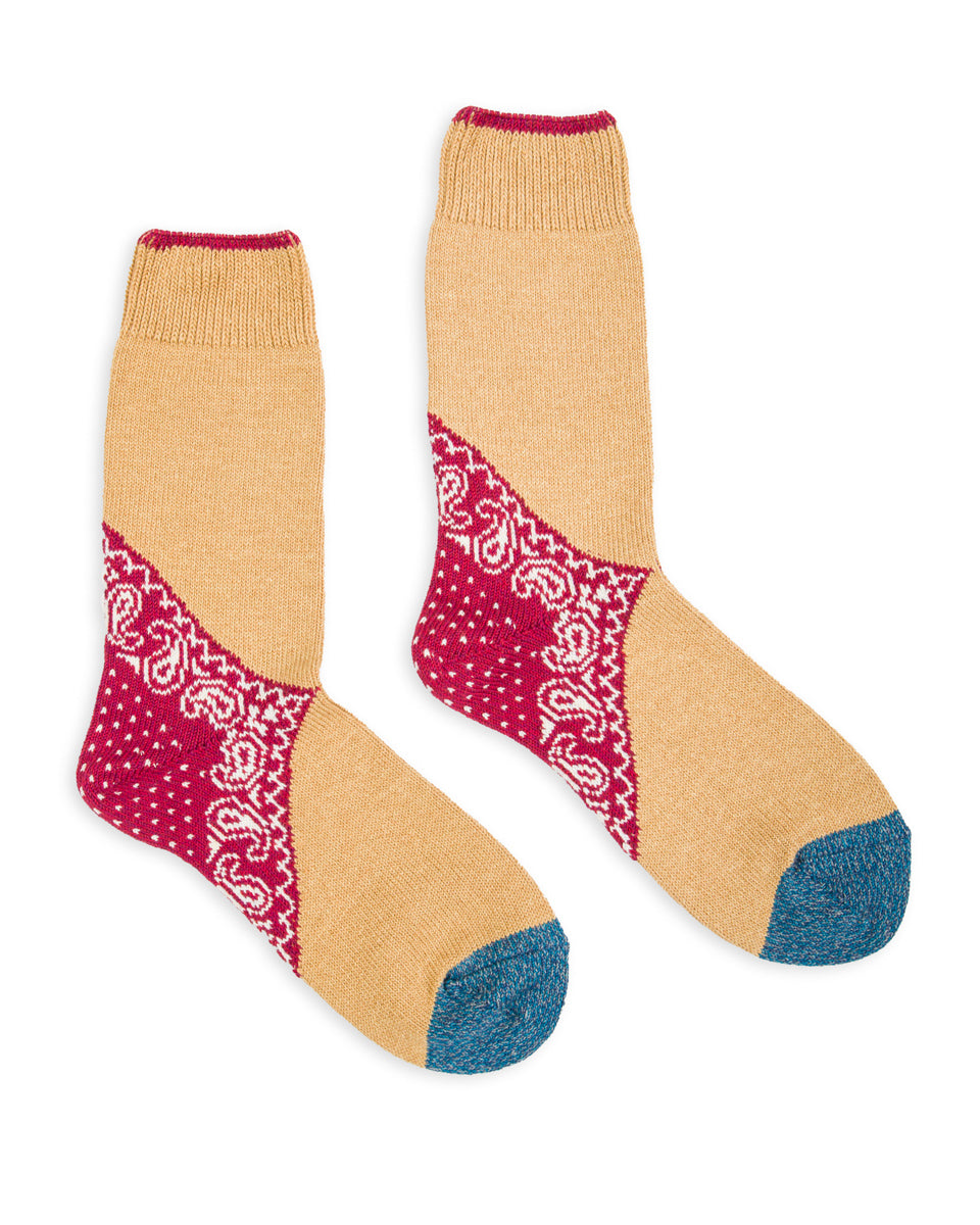 Kapital 96 Yarns Heel Paisley Bandana Socks - Red - Standard & Strange