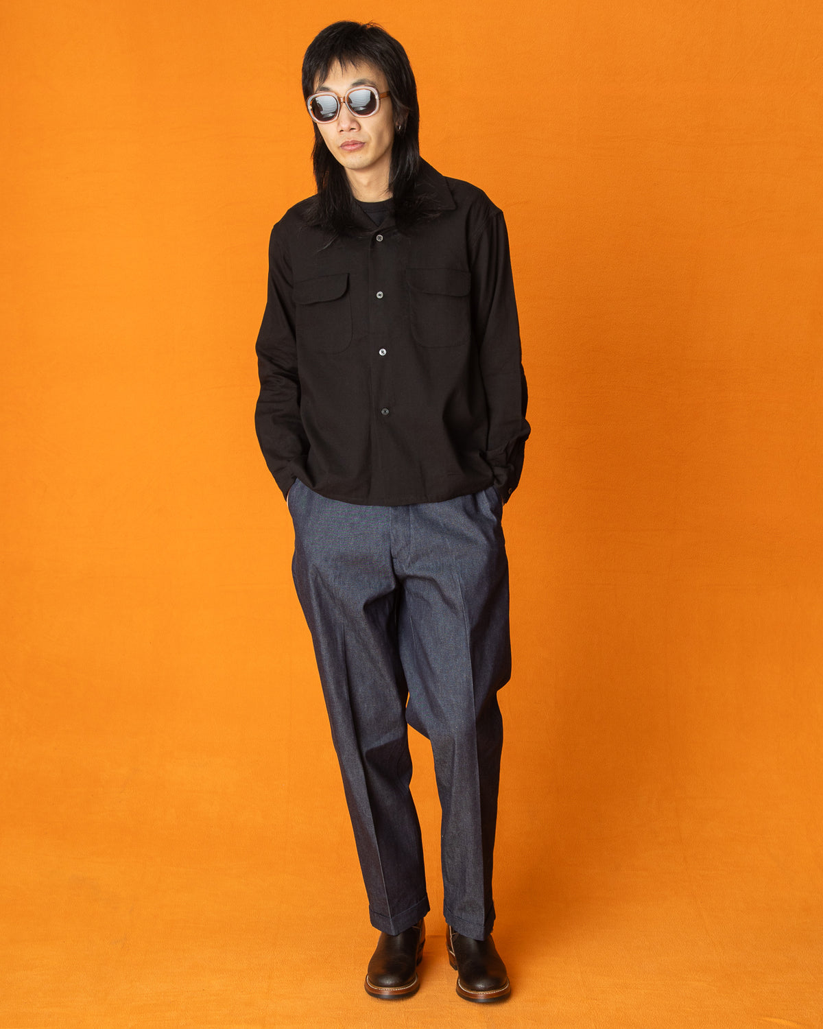 Attractions Double Cloth Flap Pocket Shirt - Black - Standard & Strange