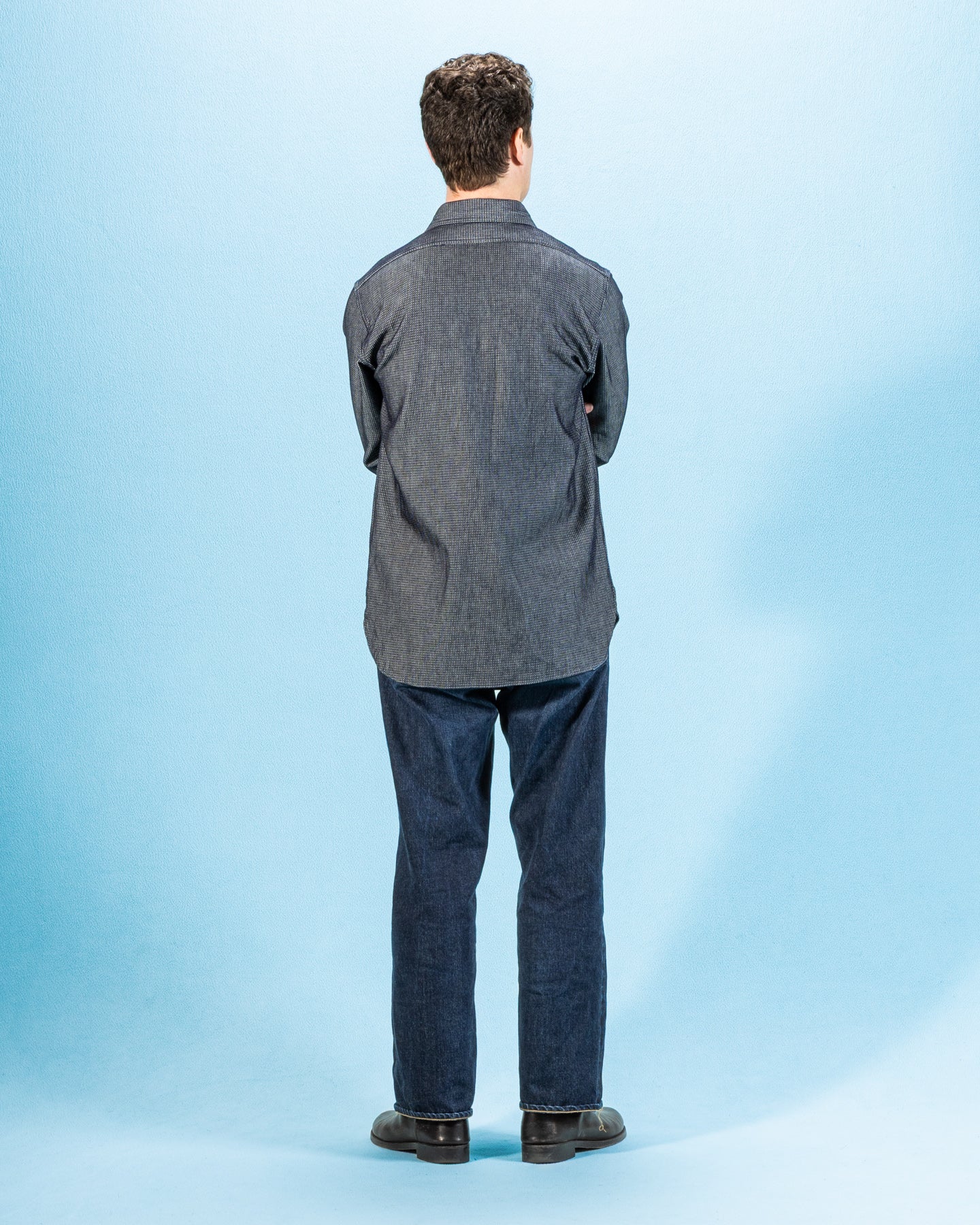 Black Sign 10 oz Dobby Denim Open Pocket Work Shirt - Dark Indigo - Standard & Strange