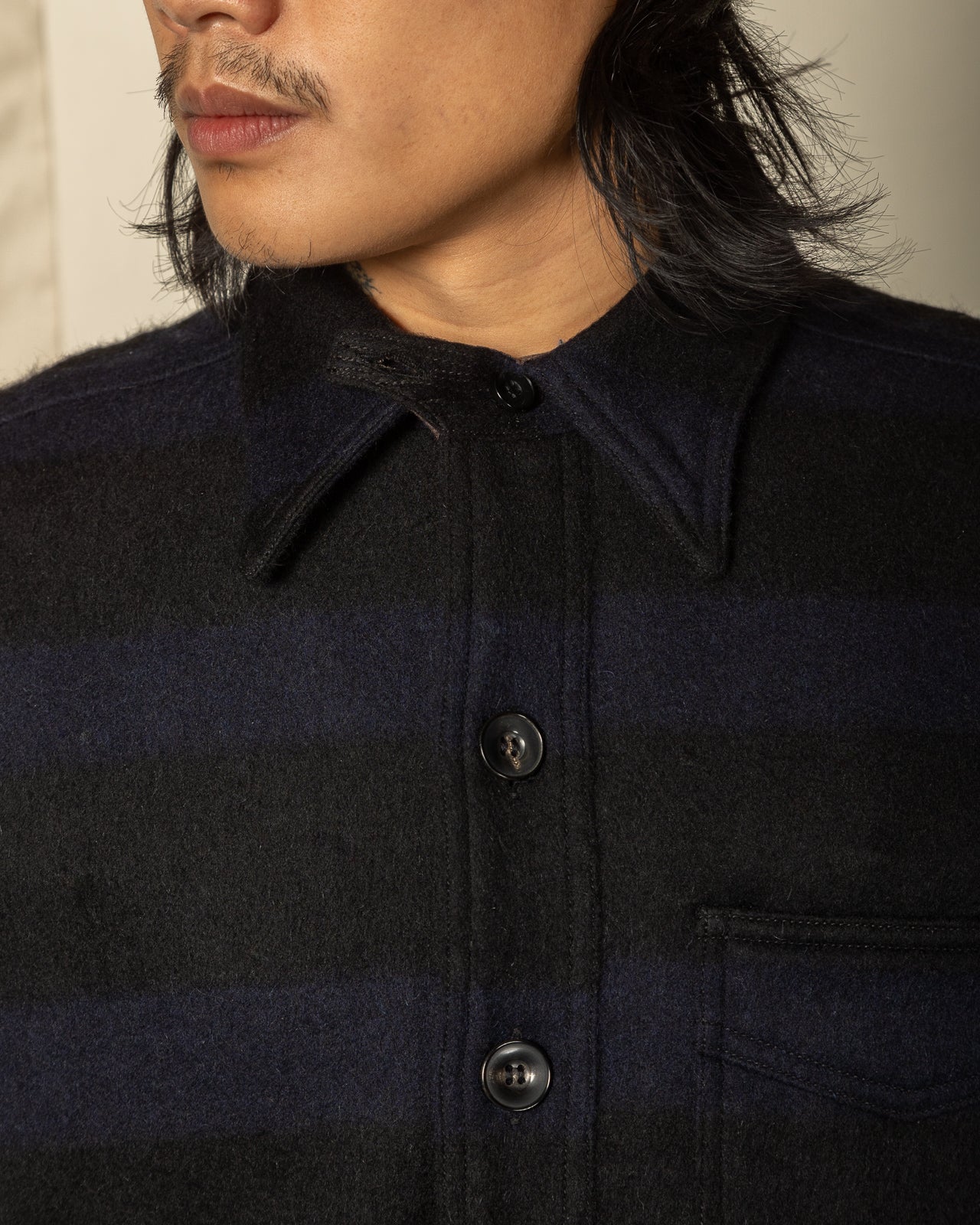 Black Sign 1930s Prison Border Pigpen Shirts - Deep Navy x Mat Black - Standard & Strange