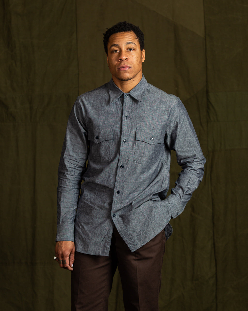 Black Sign 6.5oz Chambray US Navy Shirts - Royal Navy - Standard & Strange