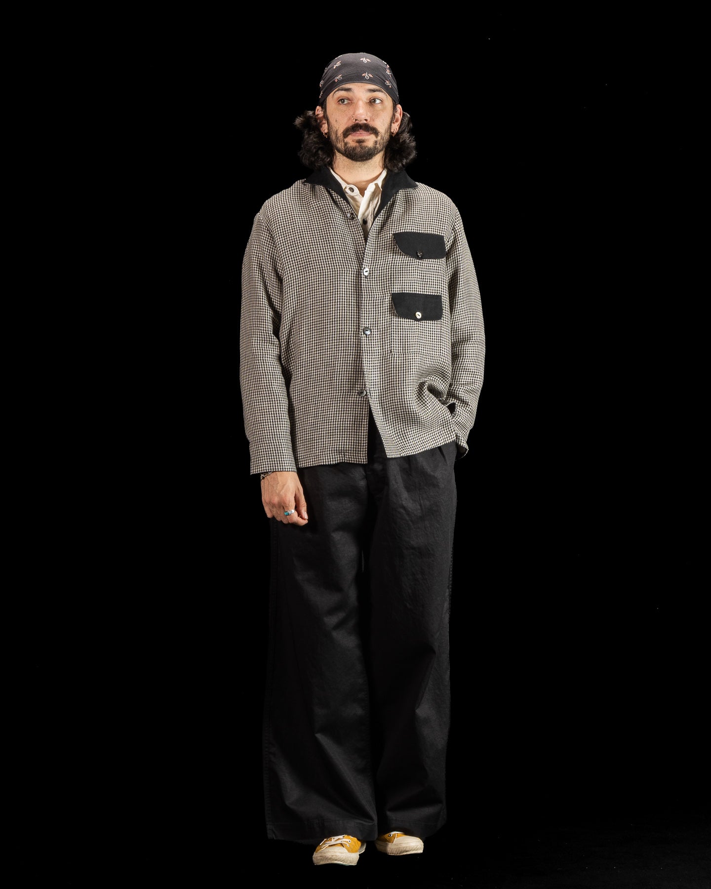 Black Sign Italian Collar 2 Tone "GIGORO" Jacket - Houndstooth - Standard & Strange