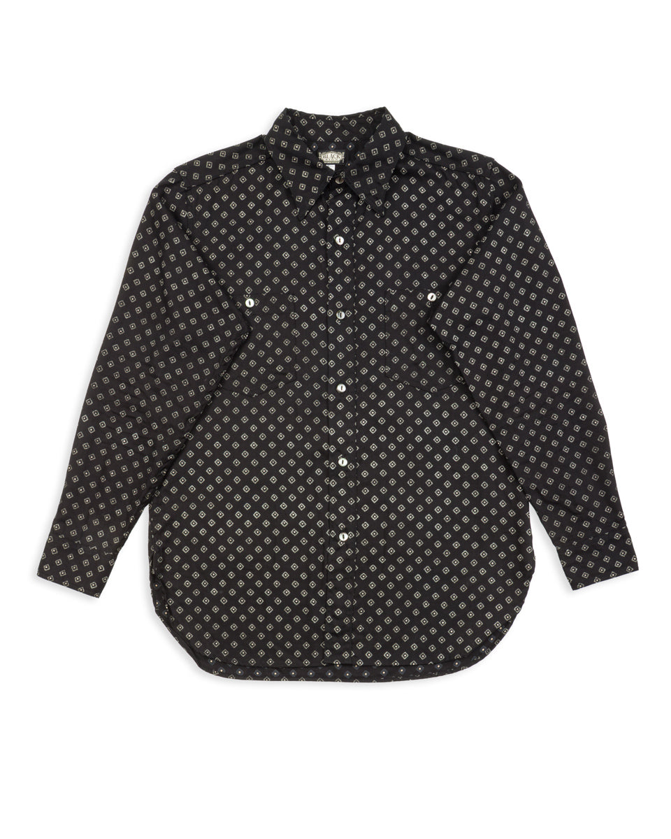 Black Sign Micro HBT Dobby Open Pocket Work Shirt - Midnight Black - Standard & Strange