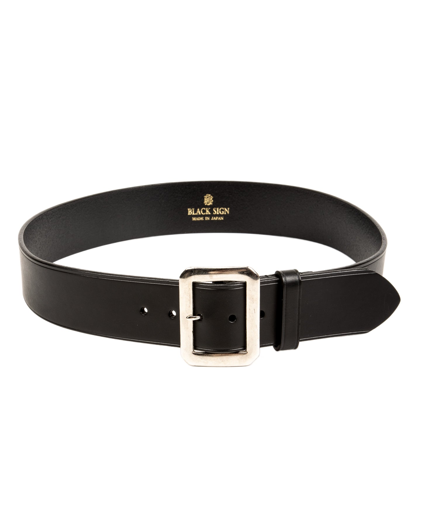 Black Sign Plain Belt with 1950s NOS Buckle - Black - Standard & Strange