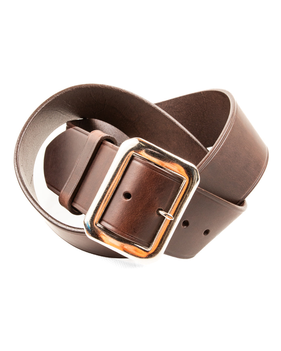 Black Sign Plain Belt with 1950s NOS Buckle - Dark Brown - Standard & Strange