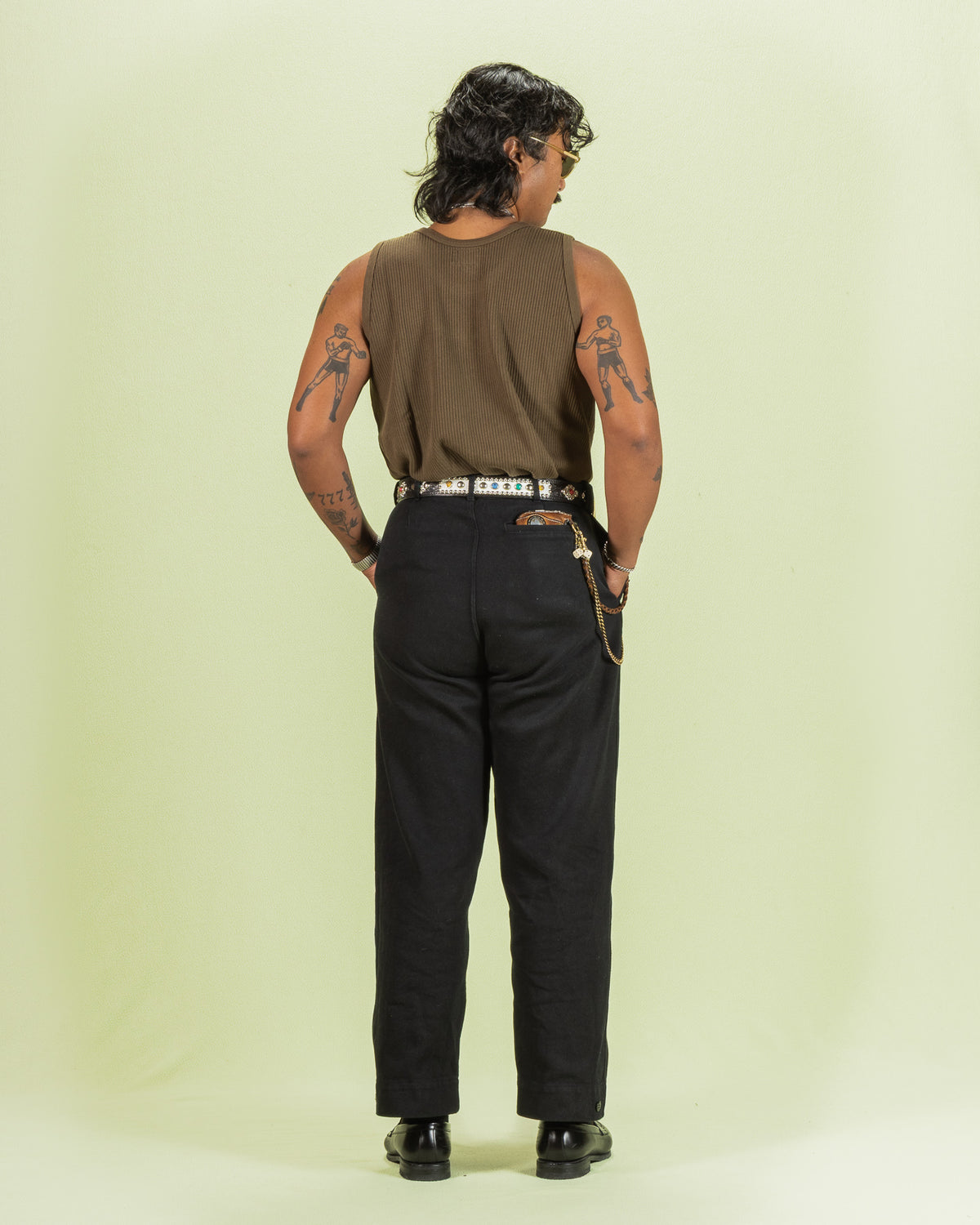 Black Sign Railroad Knit No Sleeve Amish Underwear - Soldier Green - Standard & Strange