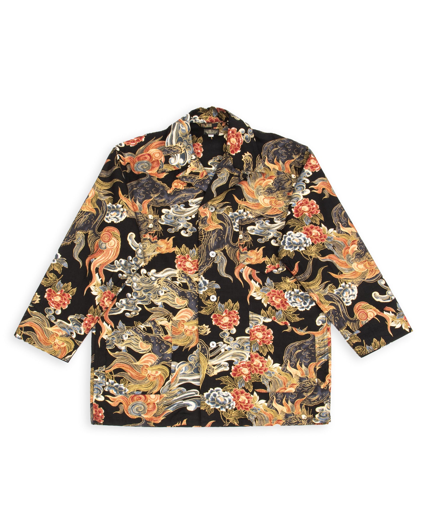 Black Sign "Japanese Lion and Peony" Night Shirt - Midnight Black - Standard & Strange