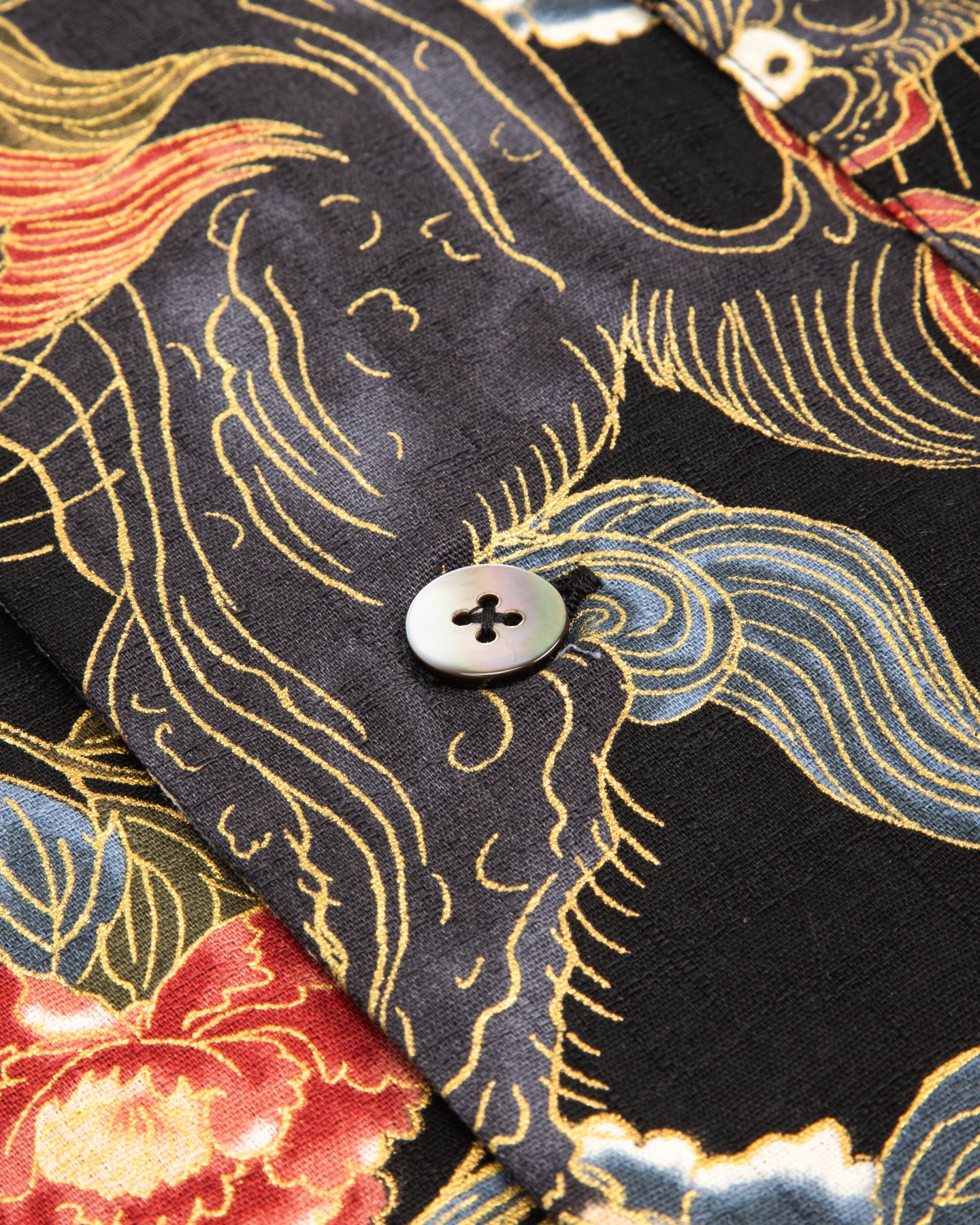 Black Sign "Japanese Lion and Peony" Night Shirt - Midnight Black - Standard & Strange