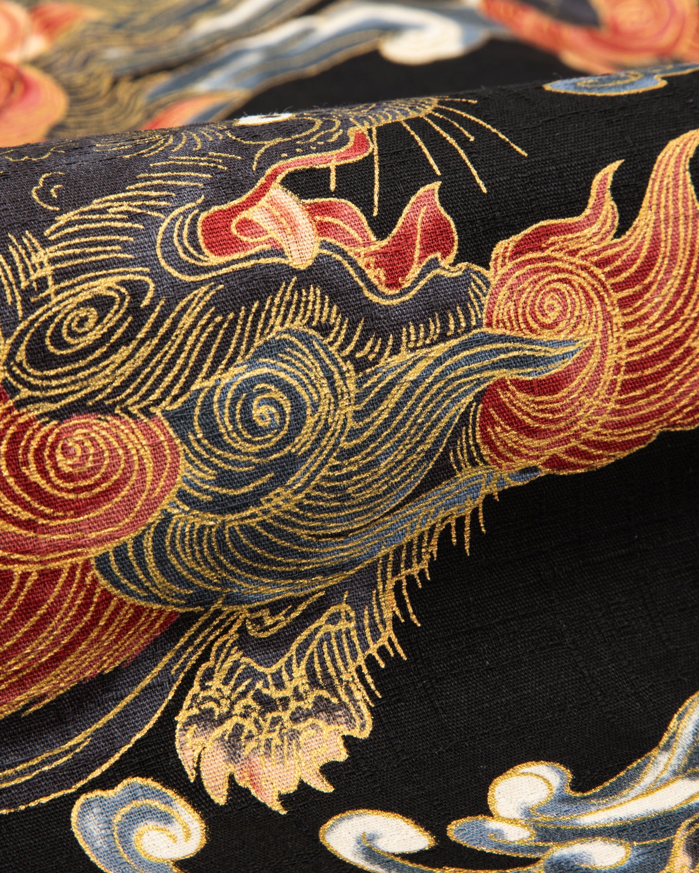 Black Sign "Japanese Lion and Peony" Night Shirt - Midnight Black - Standard & Strange