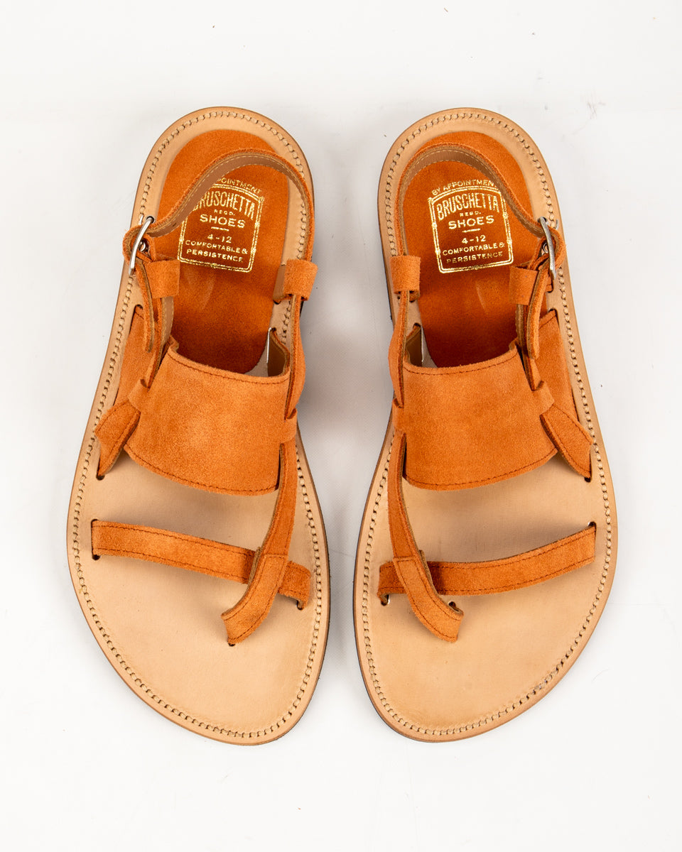 Bruschetta Shoes Malheur Sandal - Orange Suede - Standard & Strange