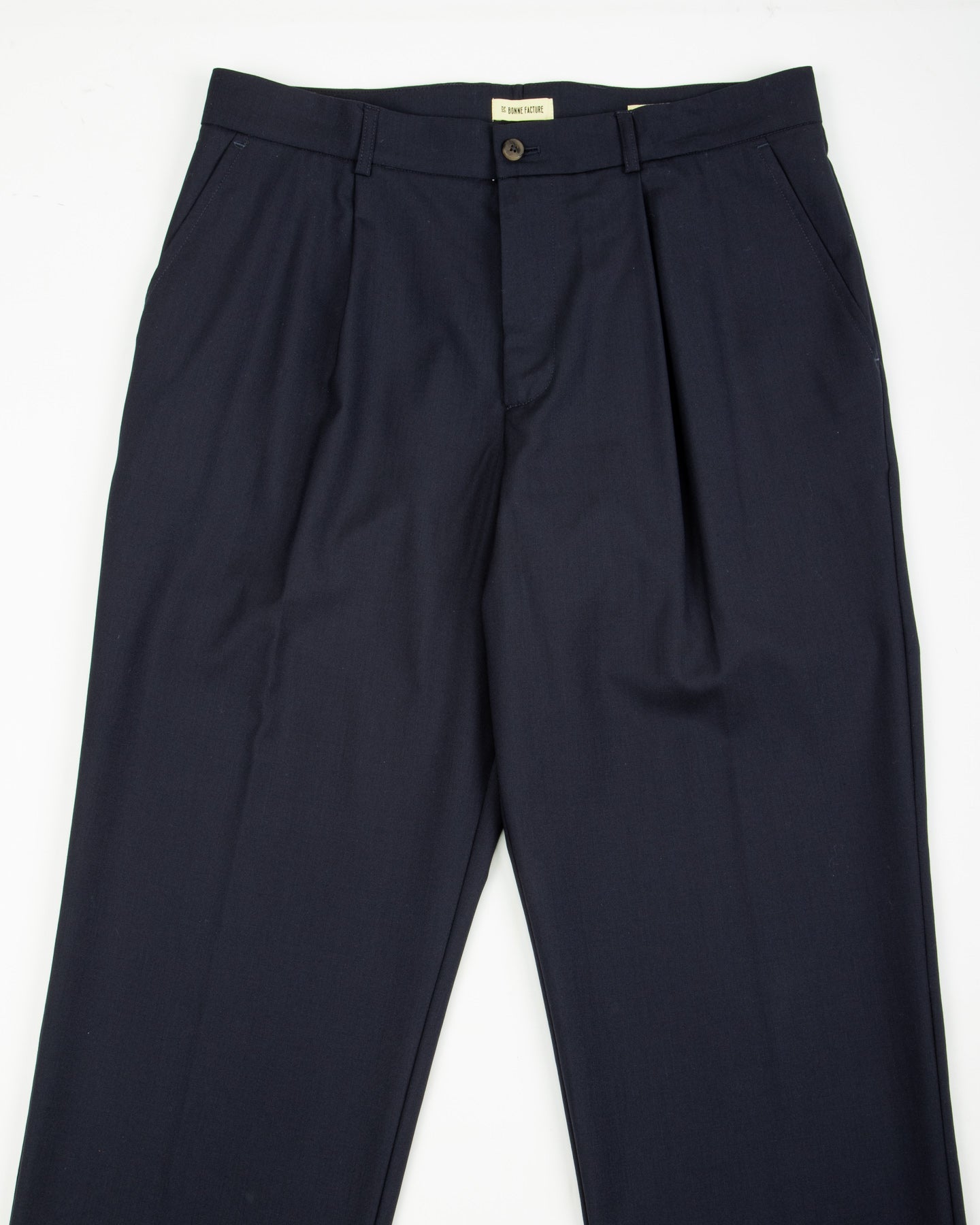De Bonne Facture One Pleat Trousers - Navy Wool - Standard & Strange