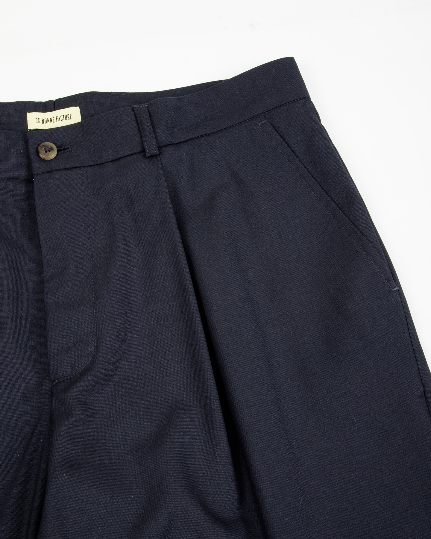 De Bonne Facture One Pleat Trousers - Navy Wool - Standard & Strange