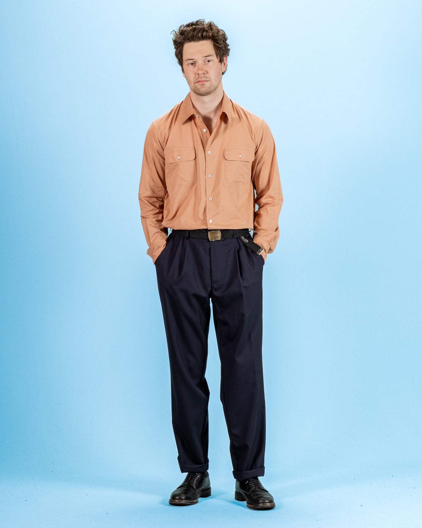 De Bonne Facture One Pleat Trousers - Navy Wool - Standard & Strange