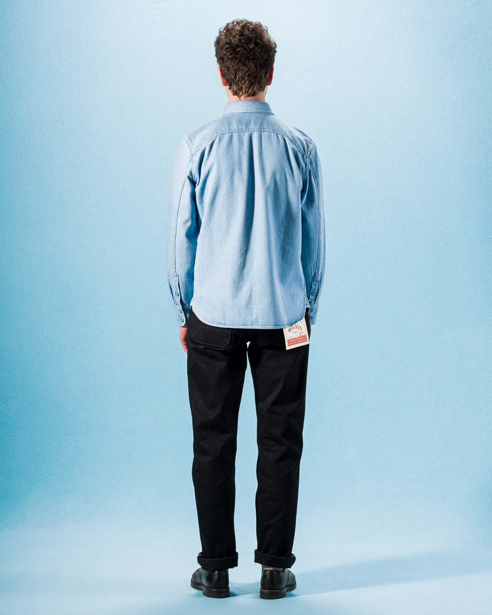 Freenote Modern Western Shirt - 11oz Bleached Denim / Turquoise - Standard & Strange
