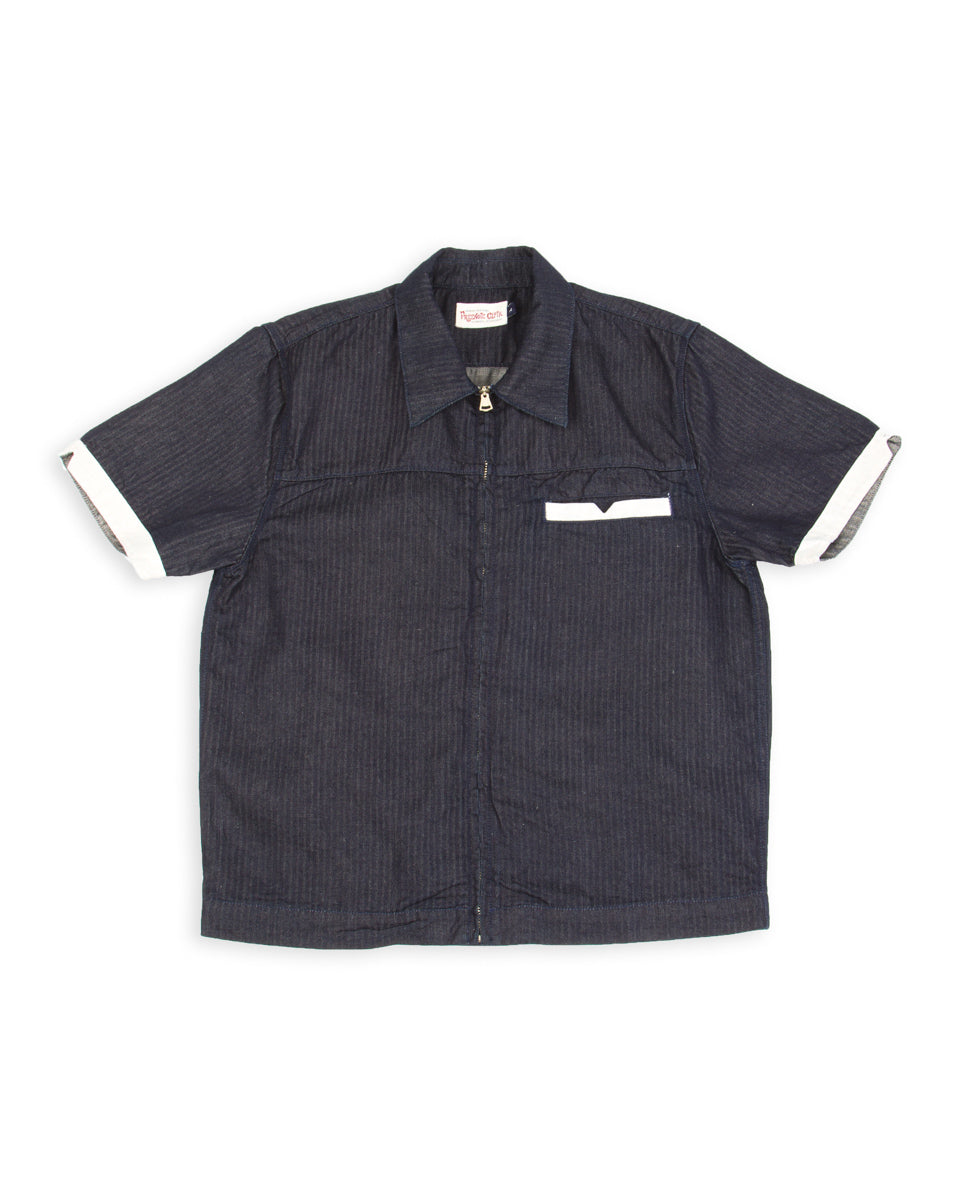 Freenote Yorba Zip S/S - Navy Herringbone - Standard & Strange