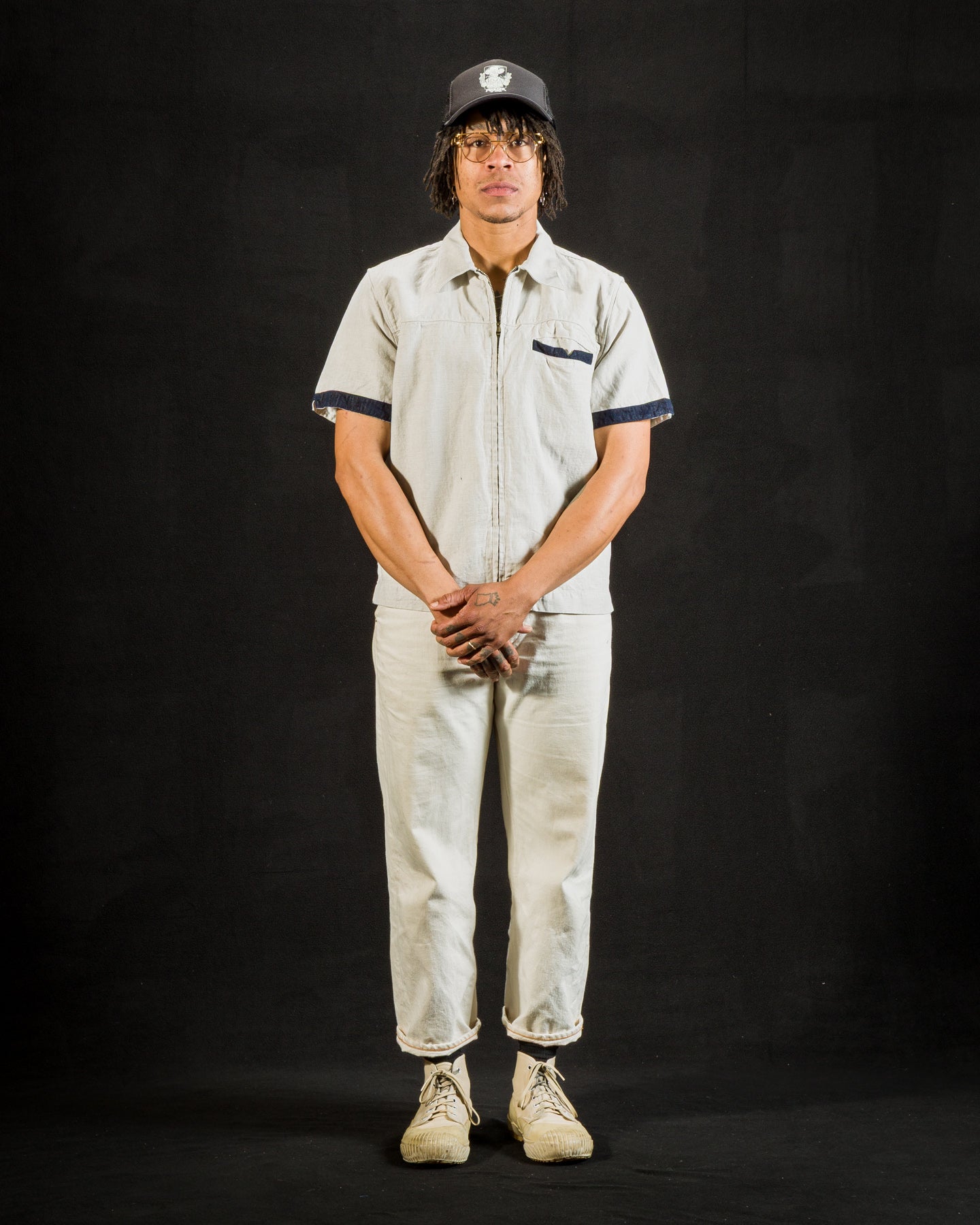 Freenote Yorba Zip S/S - White Herringbone - Standard & Strange