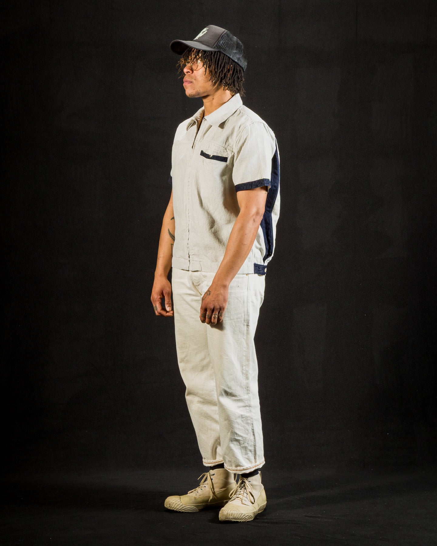 Freenote Yorba Zip S/S - White Herringbone - Standard & Strange