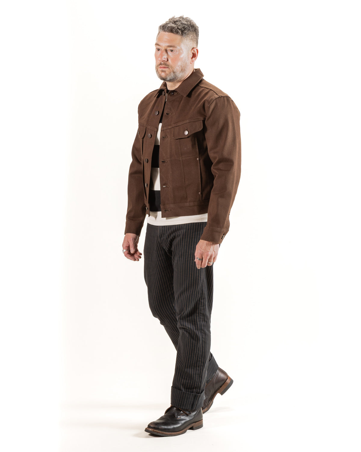 Freenote High Low Jacket - 15oz Dark Brown Denim - Standard & Strange
