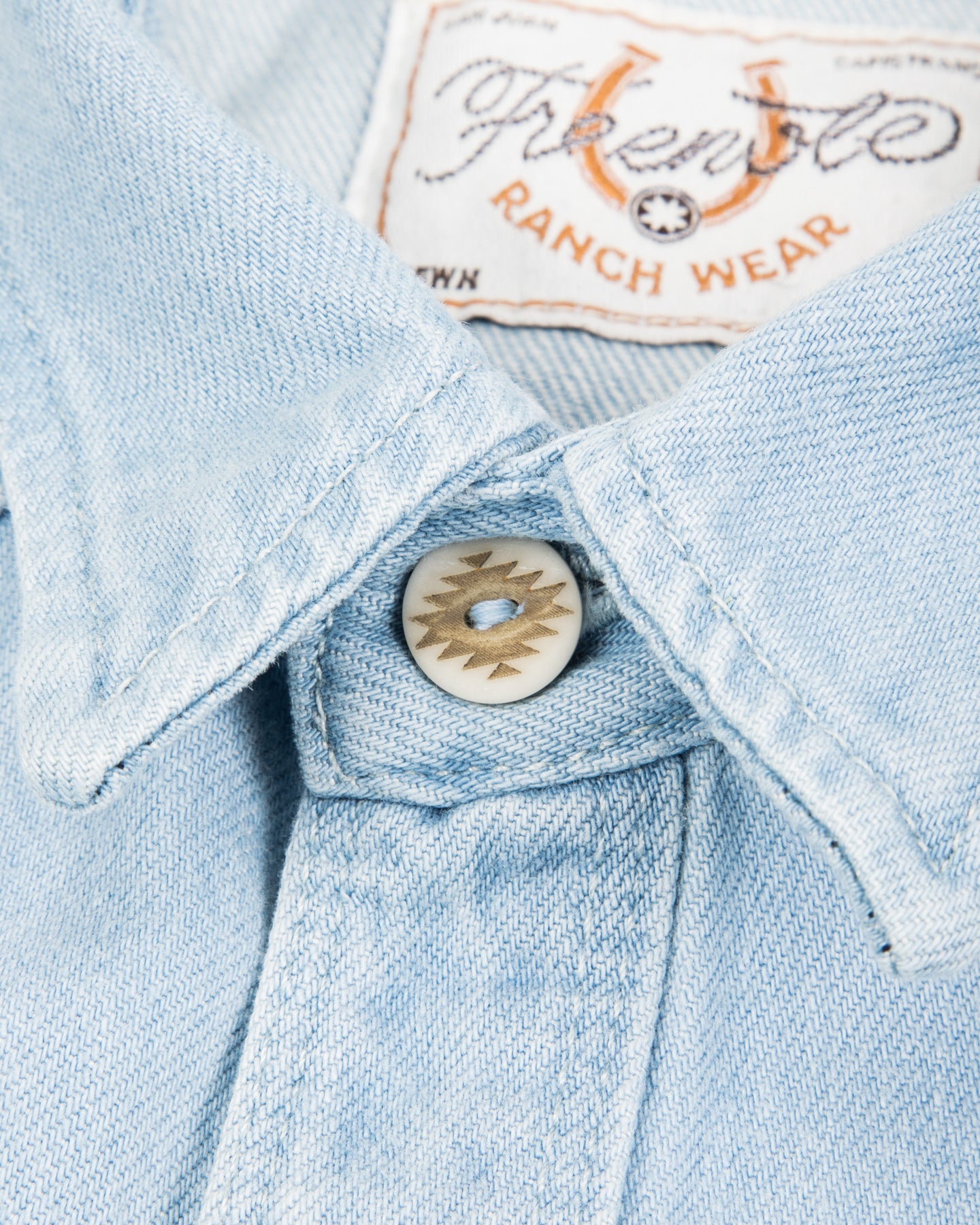 Freenote Modern Western Shirt - 11oz Bleached Denim / Turquoise - Standard & Strange