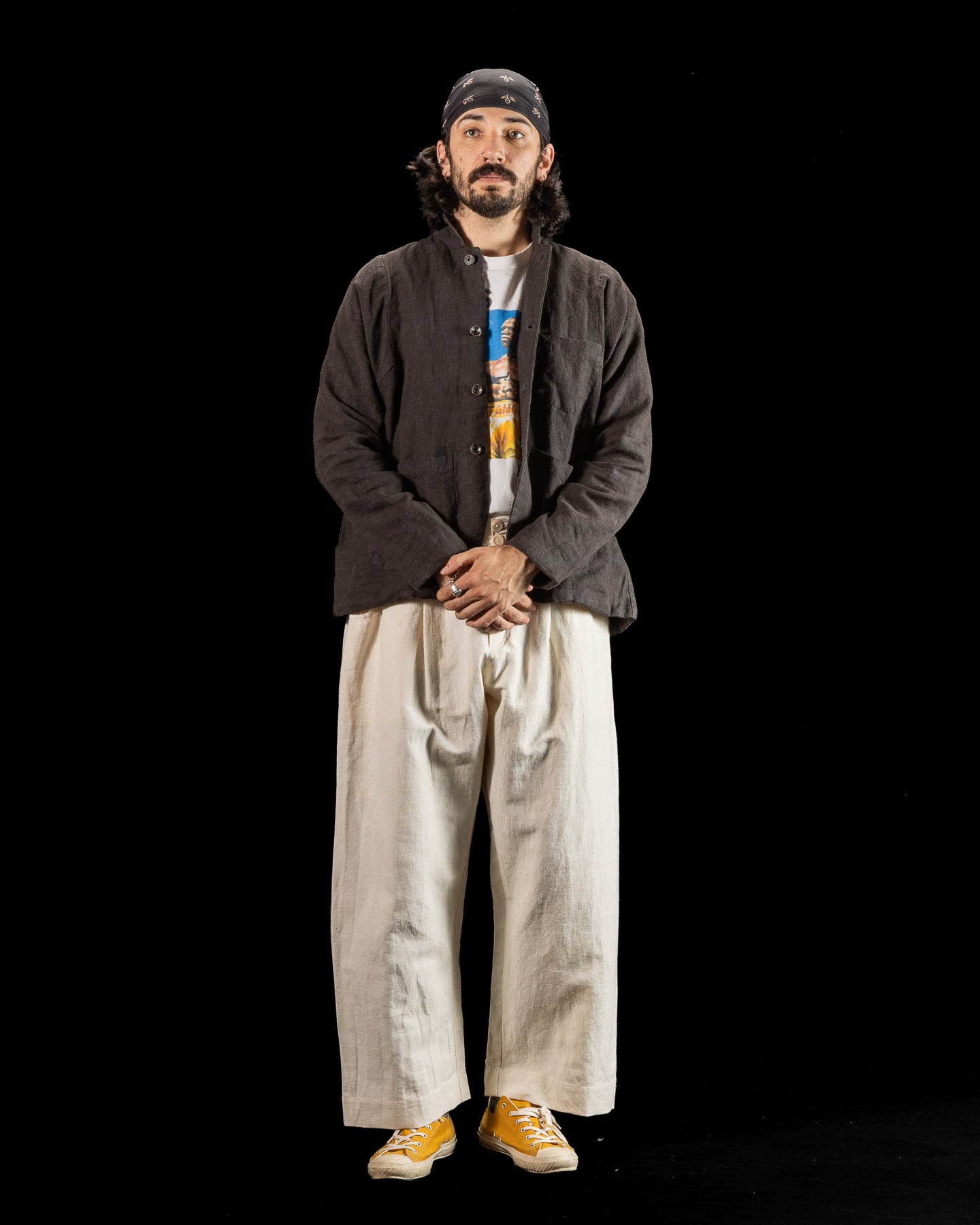 Gathering Fisherman Jacket - Black Linen Stonewash - Standard & Strange