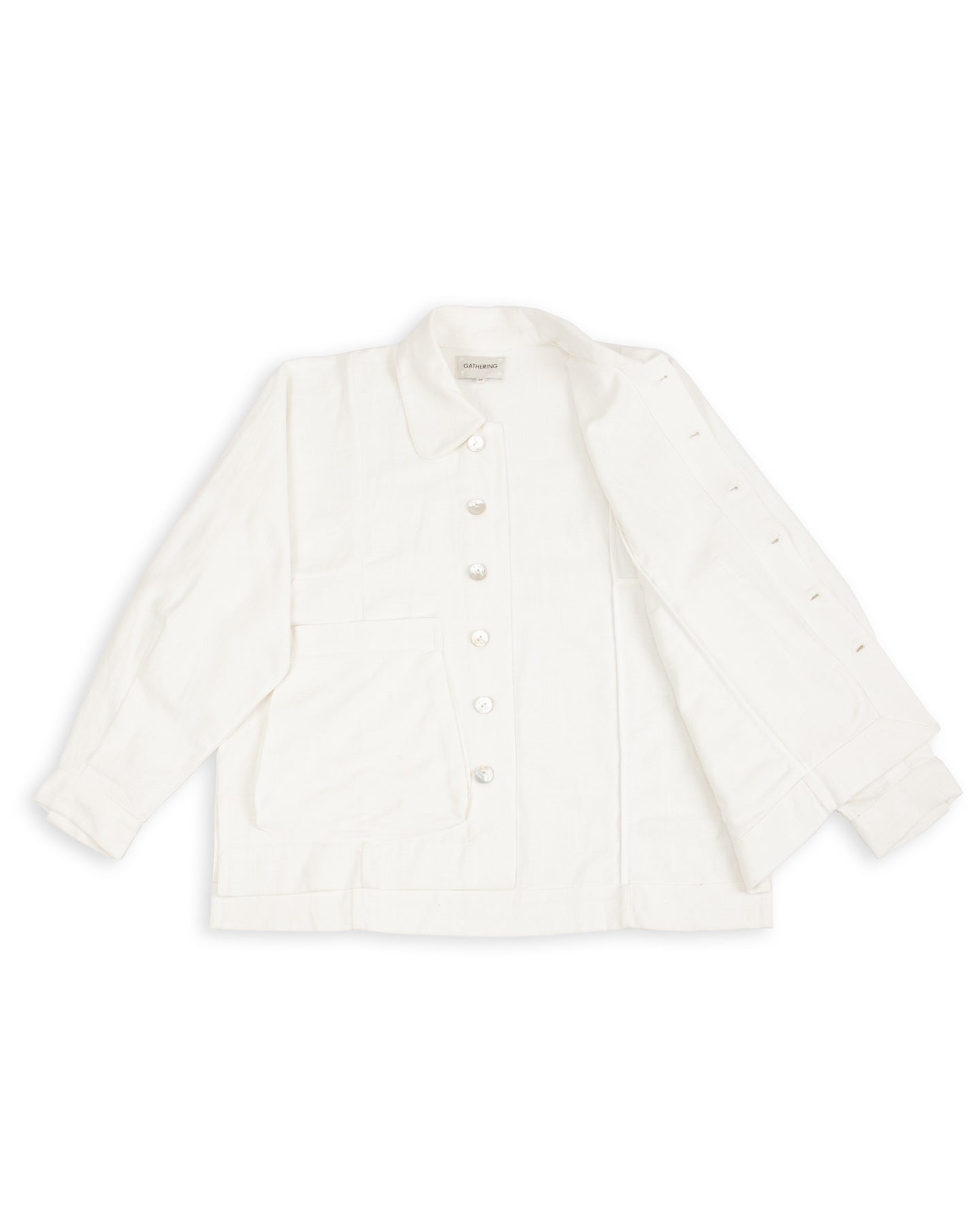 Gathering Farmer Jacket - White Handloom Cotton - Standard & Strange
