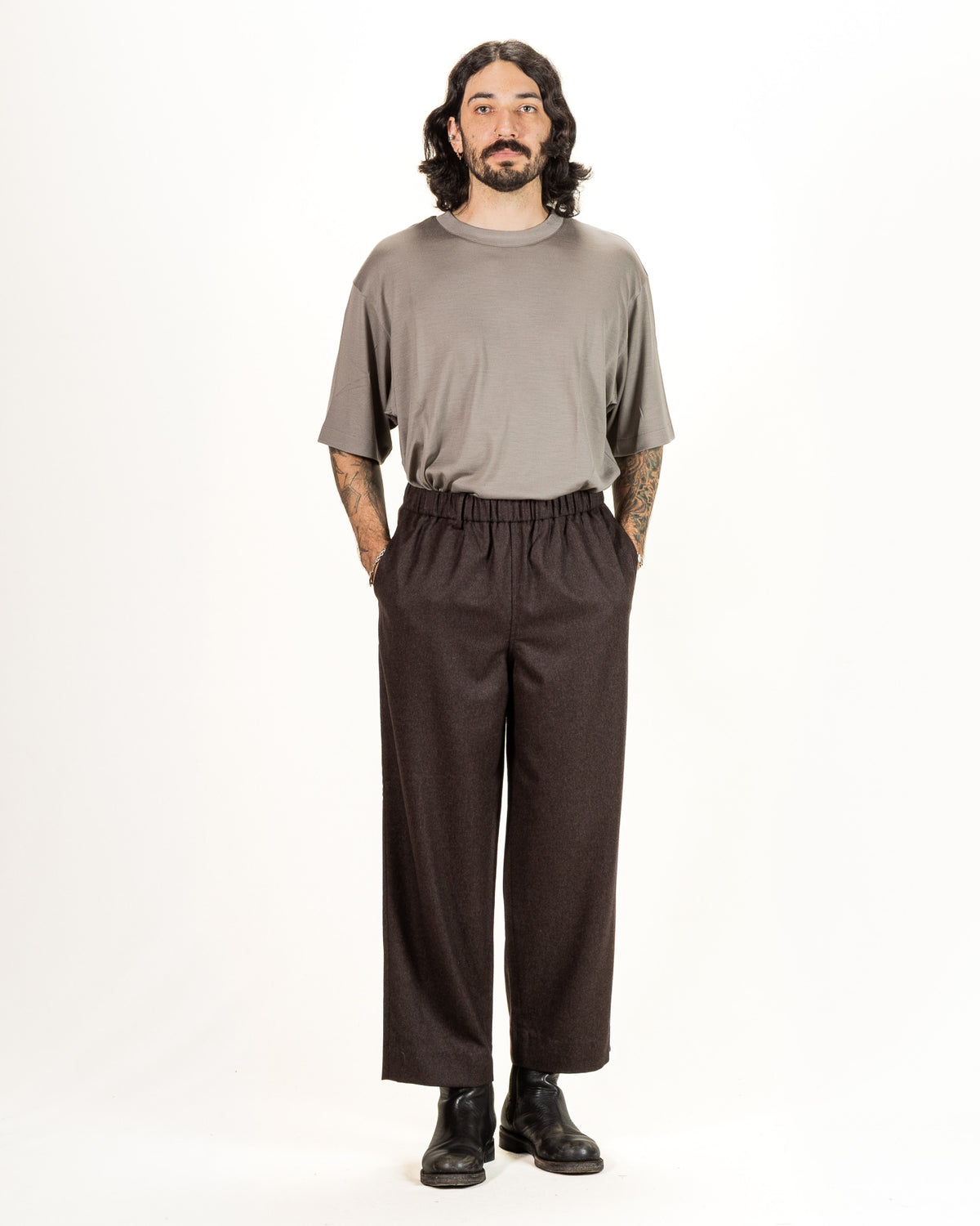 Gorsch Flannel Wool Easy Trousers - Brown - Standard & Strange