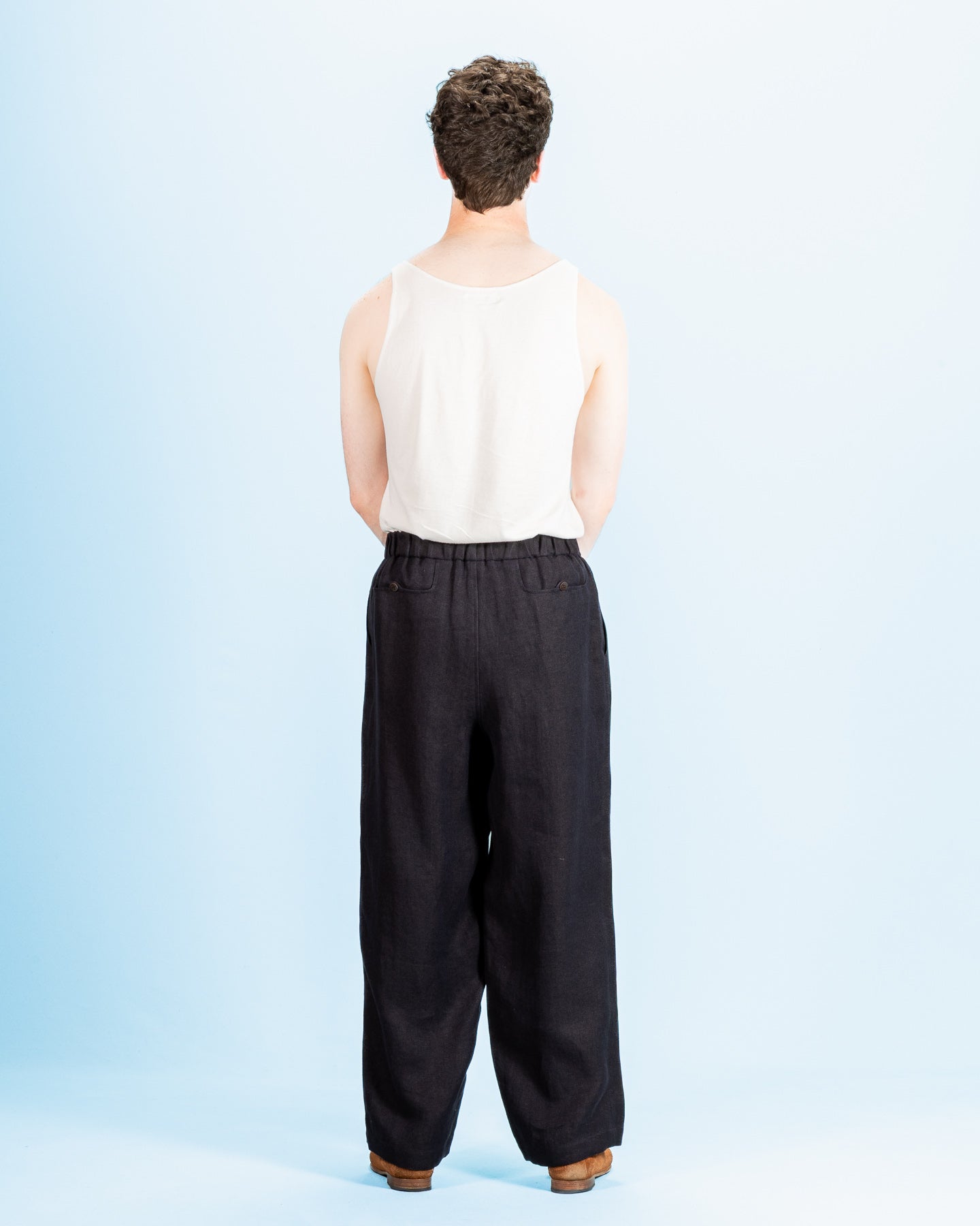 Gorsch Linen Easy Trousers - Navy/Brown - Standard & Strange
