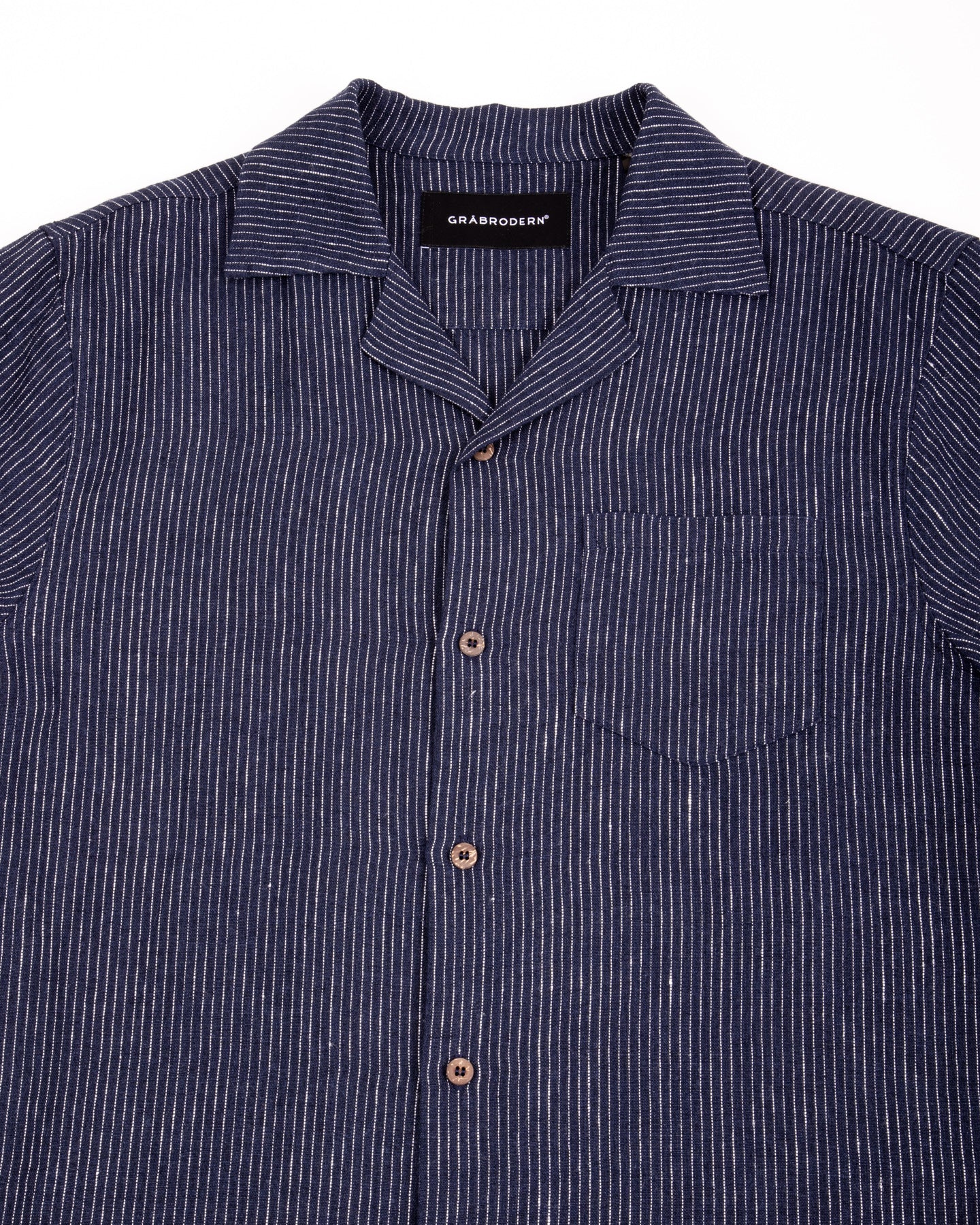 Gråbrodern Fröjel Short Sleeve Linen Shirt - Blue w/ Dots - Standard & Strange