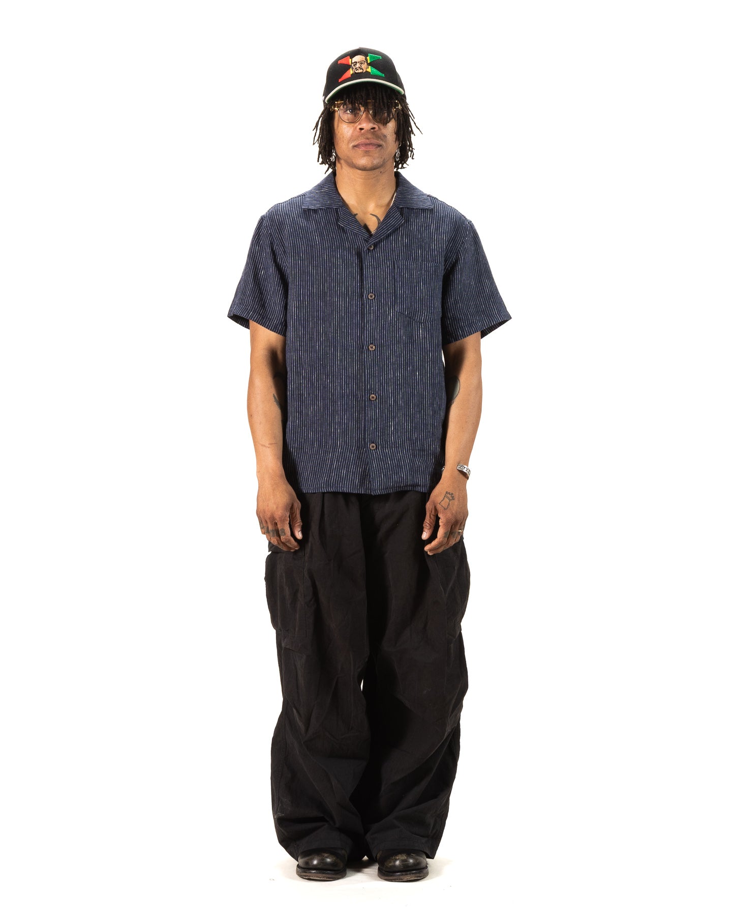 Gråbrodern Fröjel Short Sleeve Linen Shirt - Blue w/ Dots - Standard & Strange