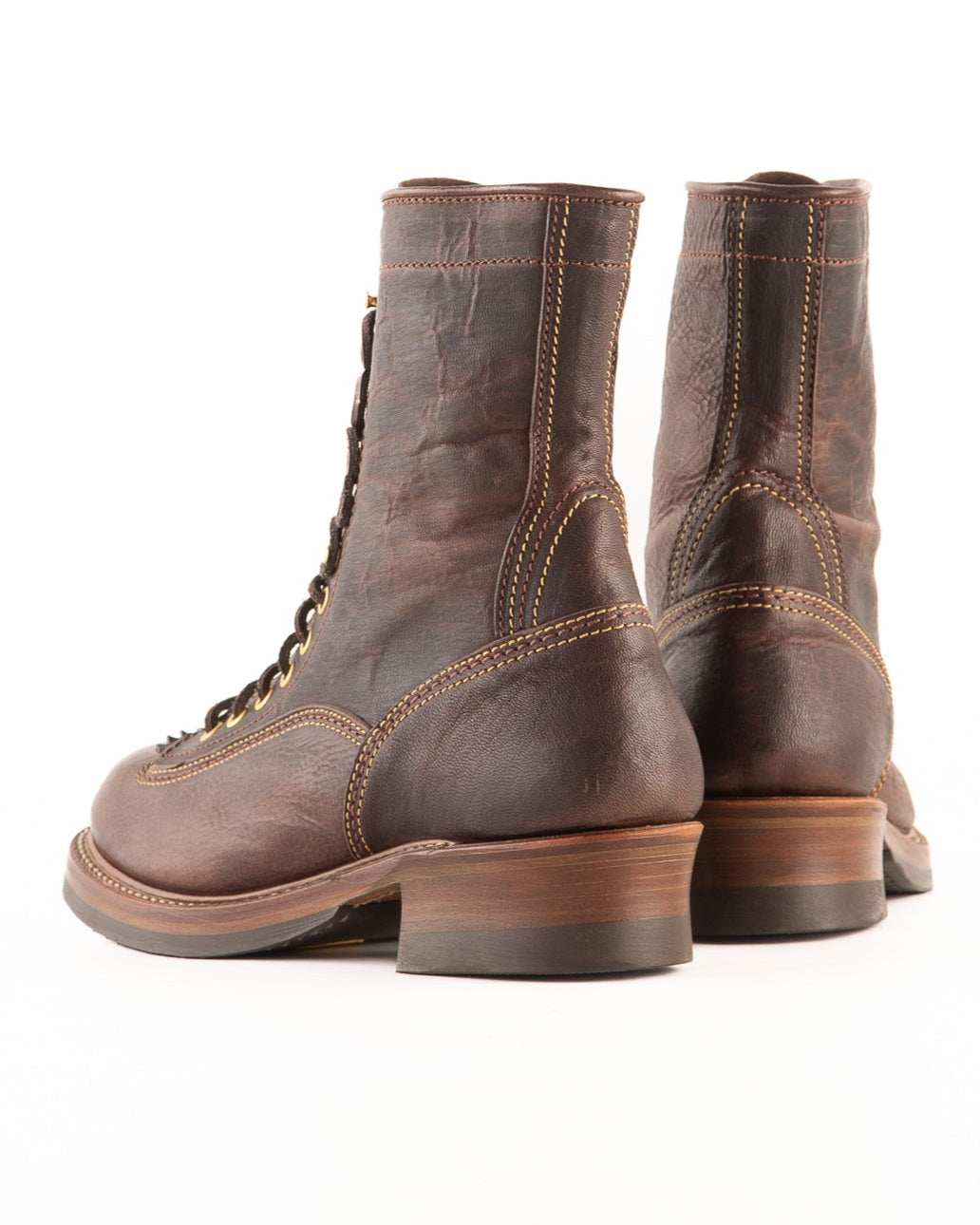 John Lofgren Donkey Puncher 8" Boots - Burnt Dark Brown Ezo Deerskin - Standard & Strange