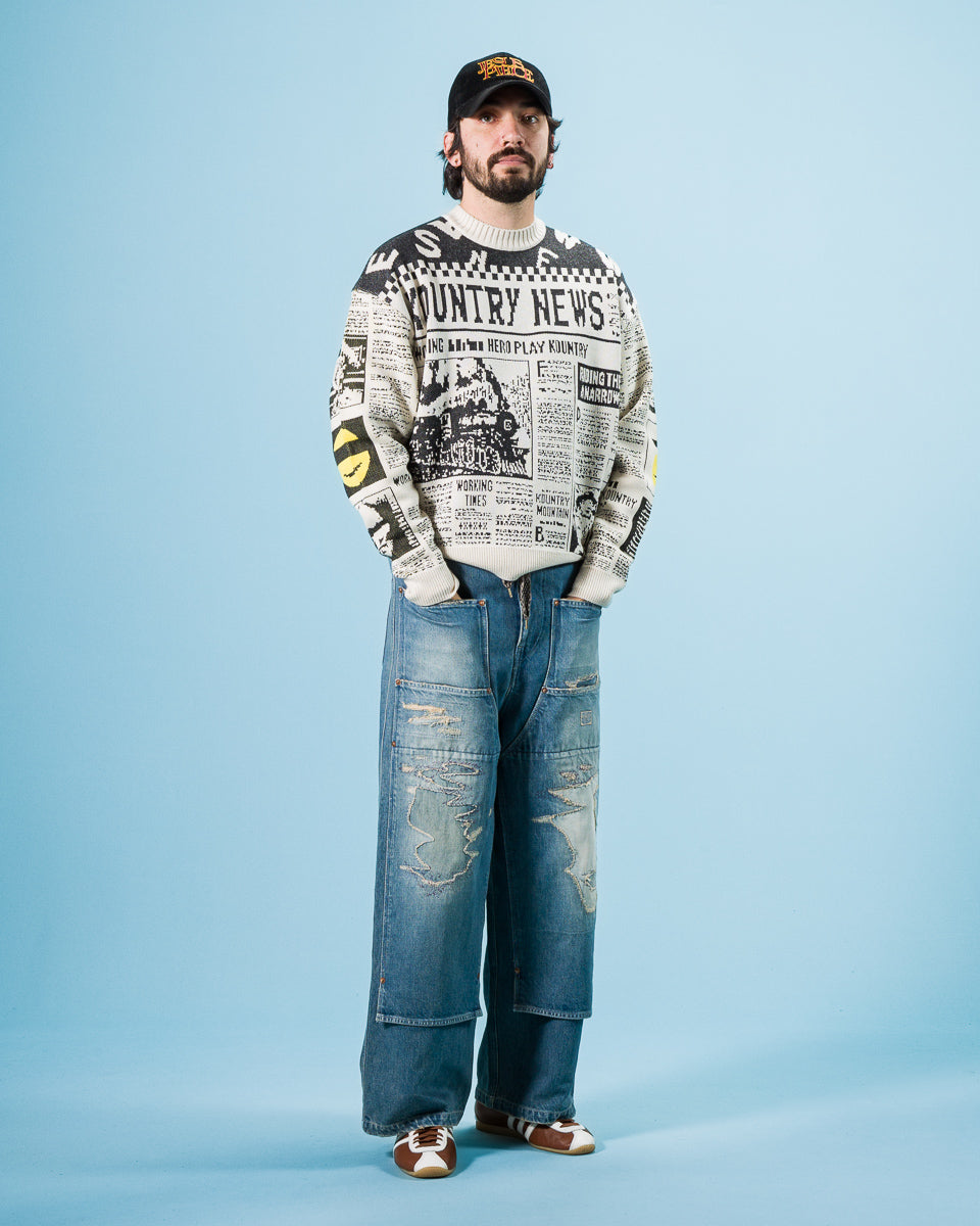 Kapital 14oz Denim W-Knee EASY Baggy Pants(DIXIE LUMBER REMAKE) - PRO - Standard & Strange