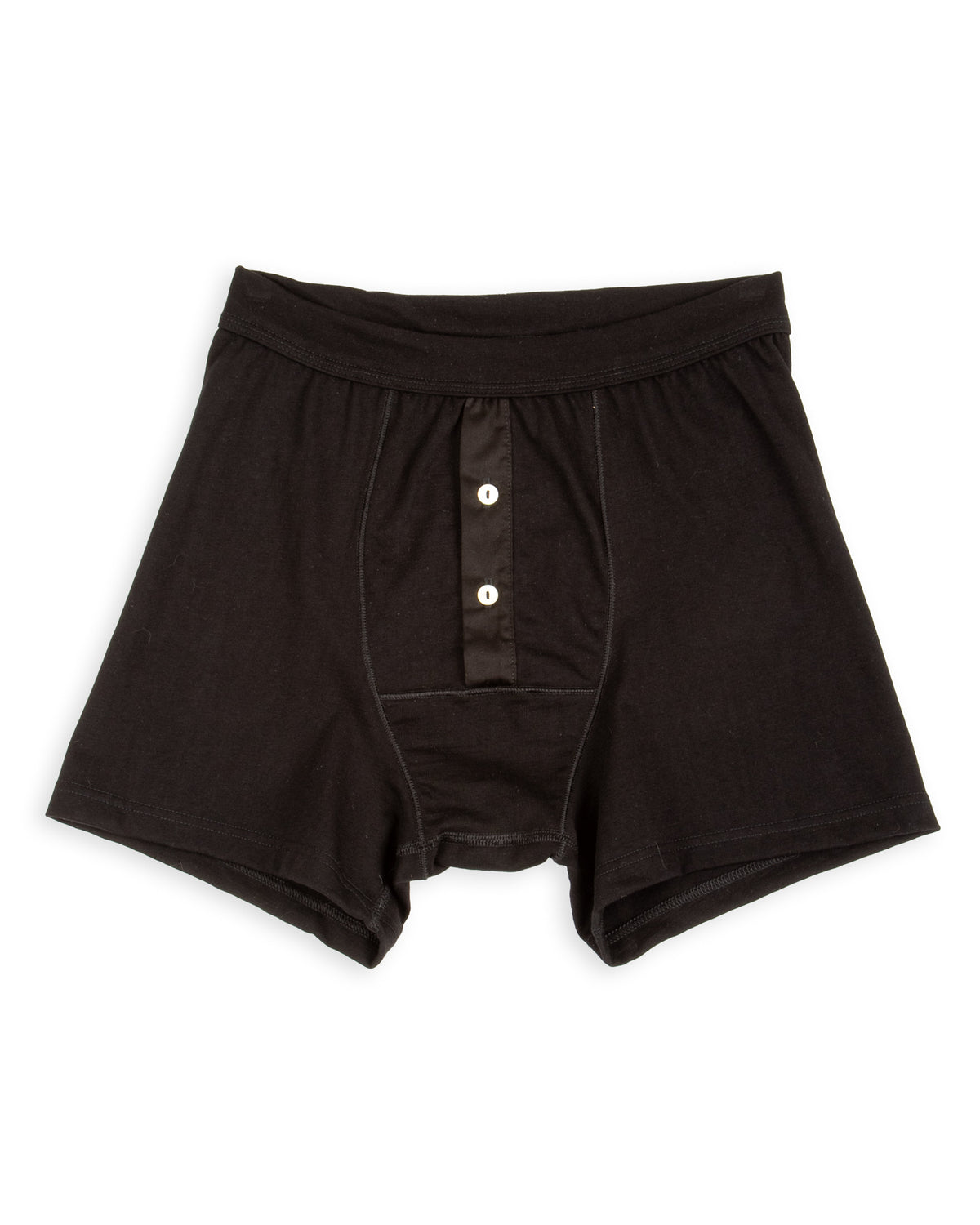 Merz b. Schwanen 255 Loopwheeled Mid-weight Button Fly Boxer - Deep Black - Standard & Strange