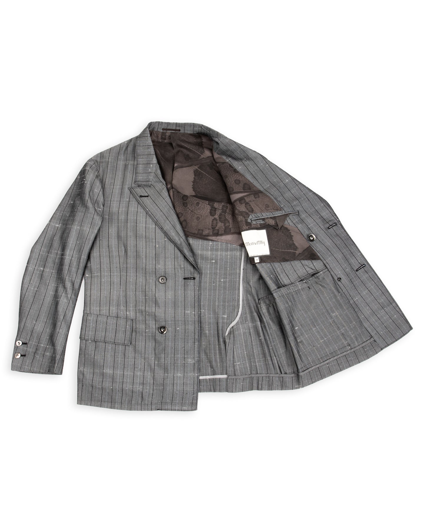 MotivMfg Burokrat Jacket - Grey Melange Stripe Vintage Dupioni - Standard & Strange
