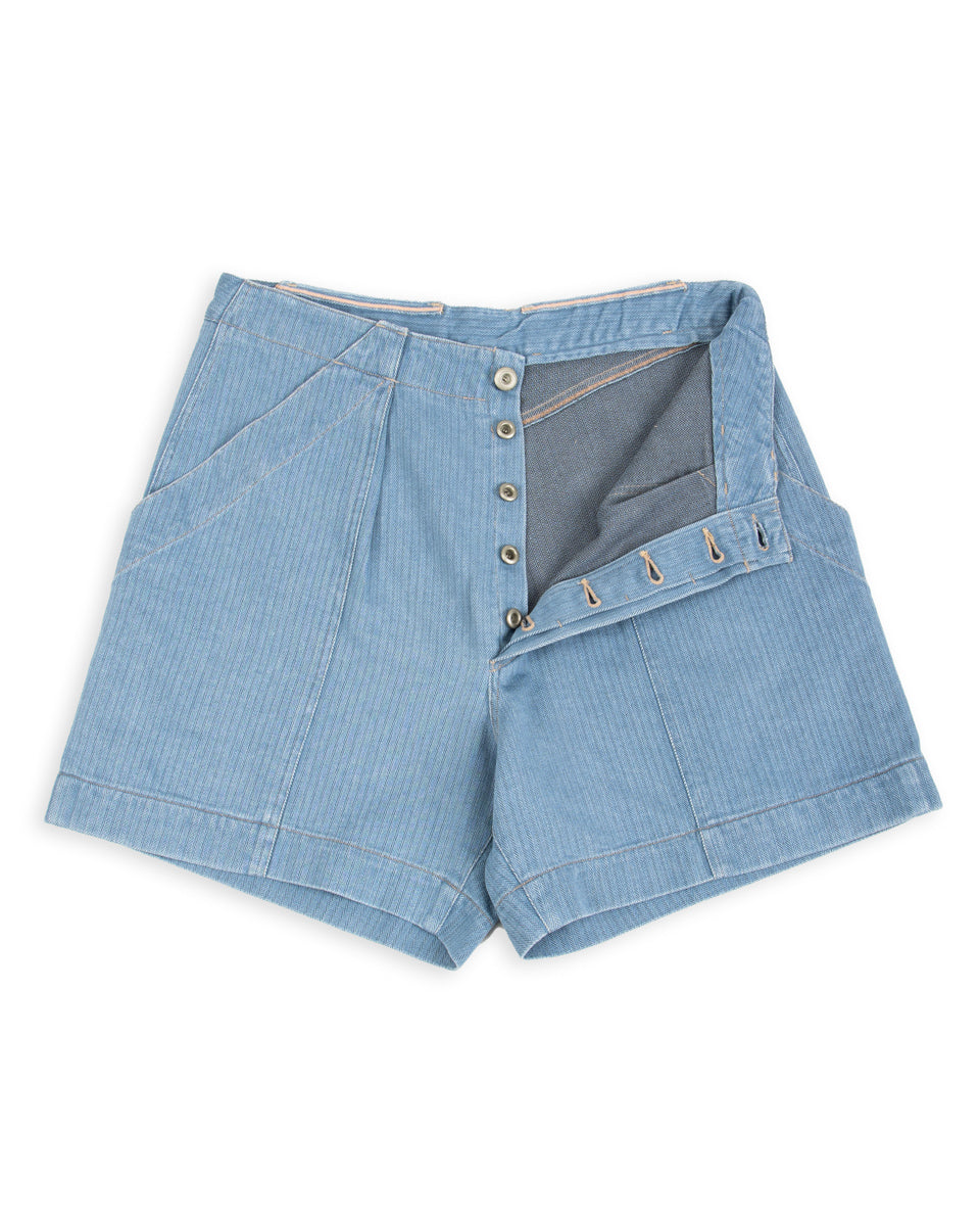 MotivMfg Denim Shorts - Light Indigo Herringbone Denim - Standard & Strange