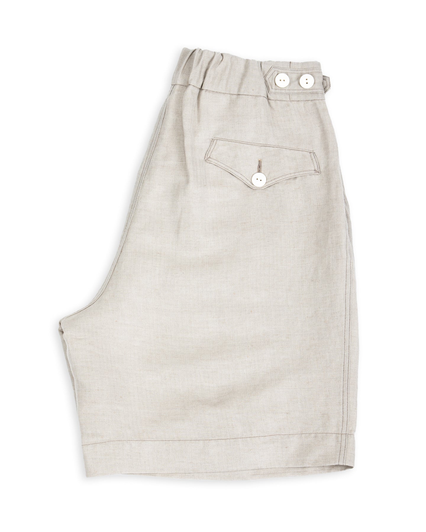MotivMfg Oblique Shorts - Natural Silk Linen Fine HBT - Standard & Strange