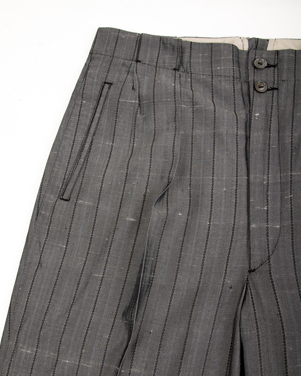 MotivMfg Robert Trousers - Vintage Grey Melange Stripe Dupioni - Standard & Strange