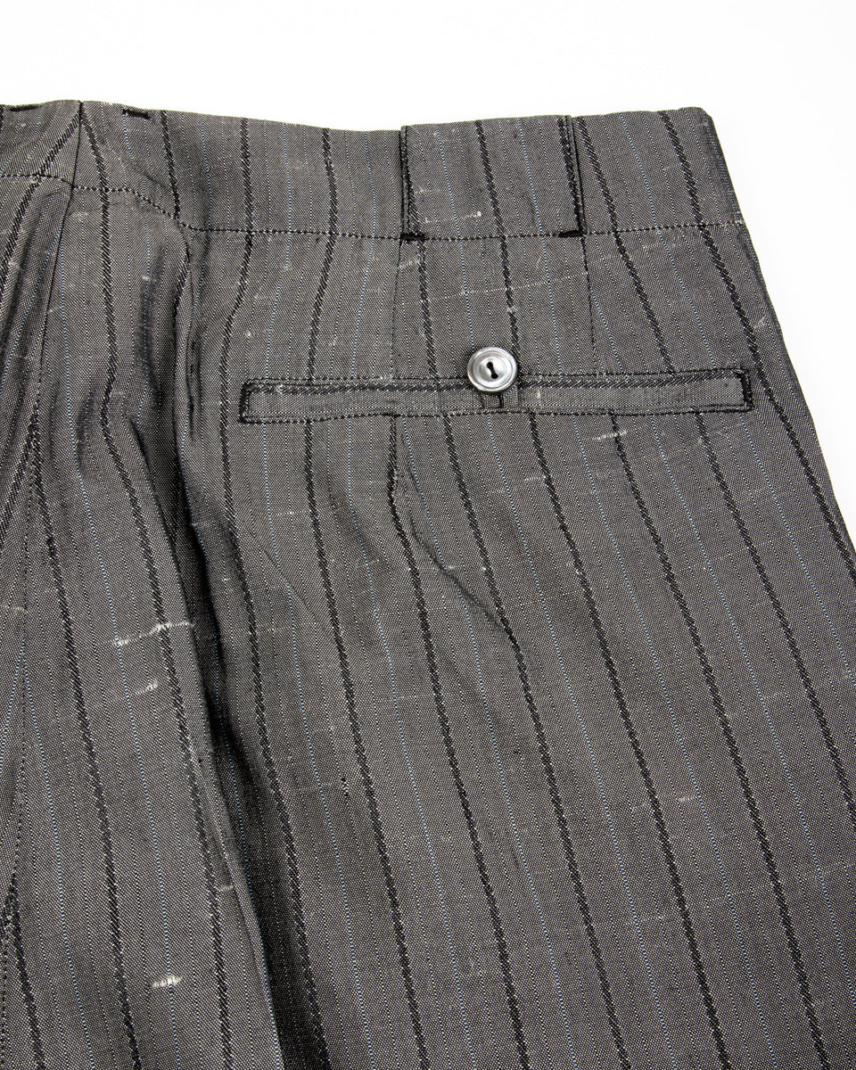 MotivMfg Robert Trousers - Vintage Grey Melange Stripe Dupioni - Standard & Strange