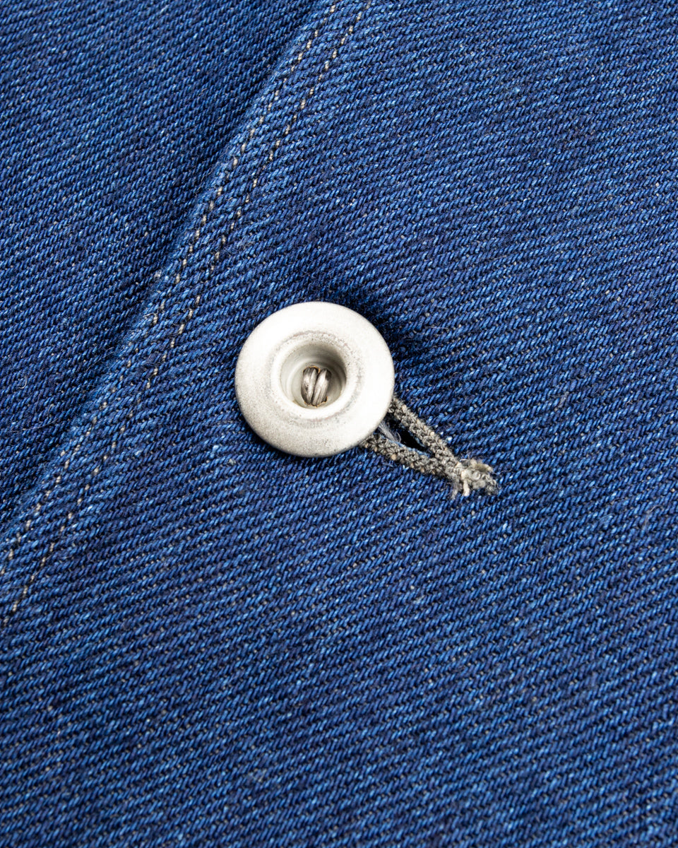 MotivMfg Peak Lapel Lounge Jacket - Indigo Linen Cotton Denim - Standard & Strange