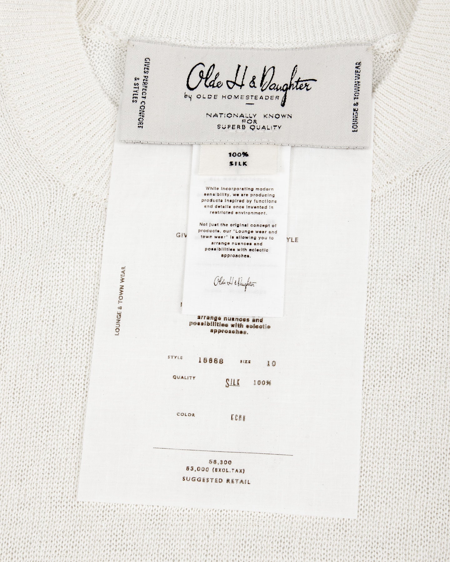 Olde H & Daughter Jyarijyari Silk Crew Pullover - Ecru - Standard & Strange
