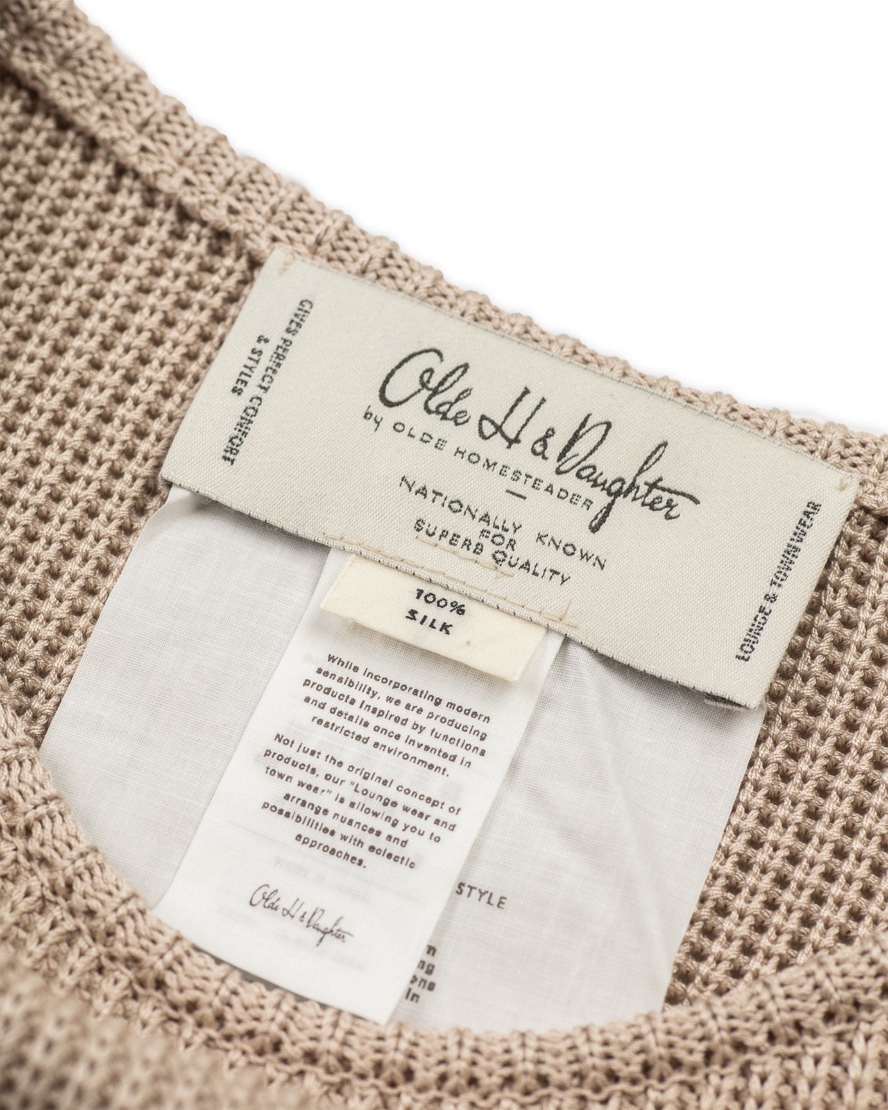 Olde H & Daughter Silk Hand Knitting Heavyweight Rib Pullover - Beige 8 - Standard & Strange