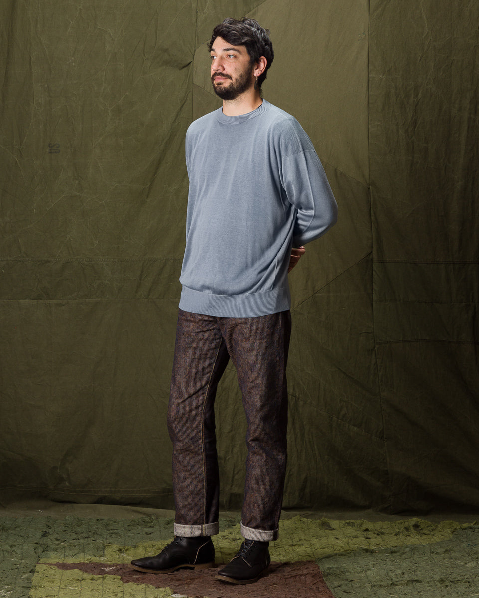Olde H & Daughter Silk Plain Stitch Crewneck L/S - Blue Stone 10 - Standard & Strange