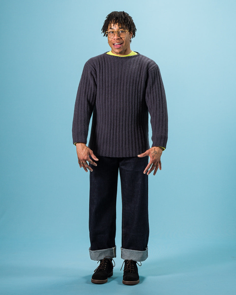 Olde H & Daughter Slub Cashmere Boat Pullover - Navy 10 - Standard & Strange