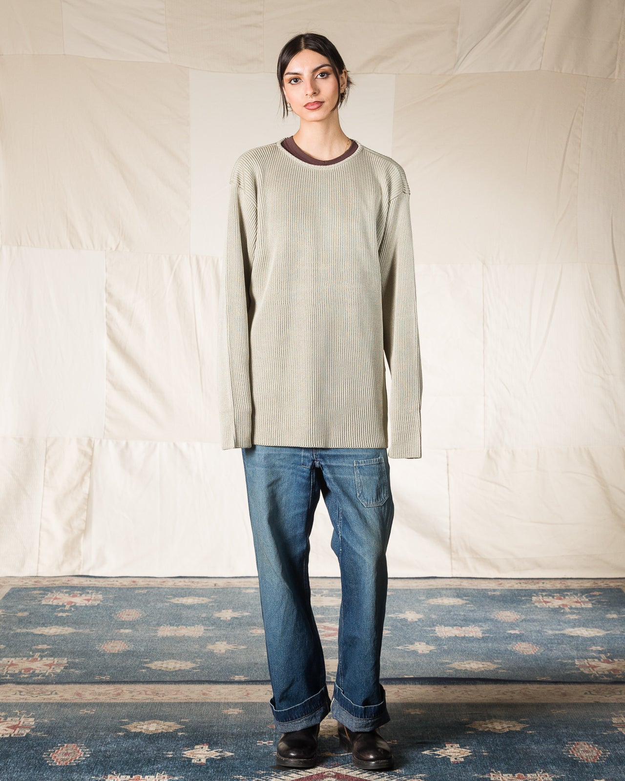 Olde H & Daughter Silk Hand Knitting Heavyweight Rib Pullover - Willow 8 - Standard & Strange