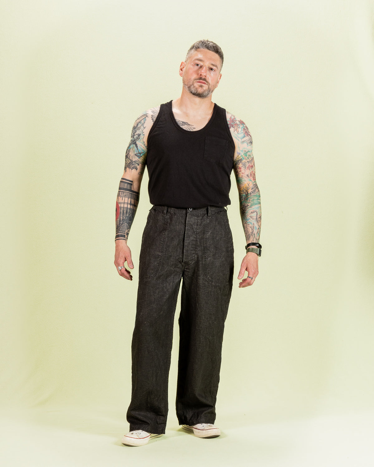 OrSlow WWII 40's U.S. Navy Utility Trousers - Sumi Coated Linen - Standard & Strange