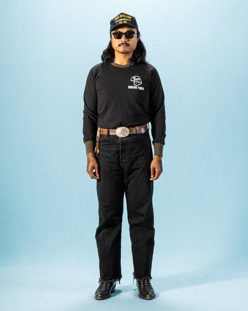 The Real McCoy's Buco L/S Tee / Riding Togs - Black/Charcoal - Standard & Strange