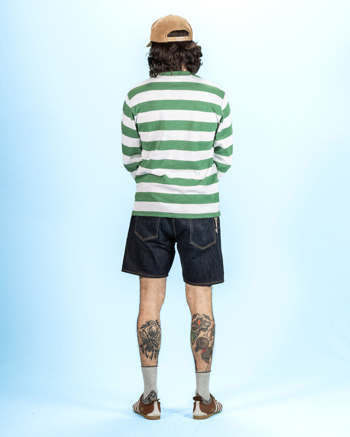 The Real McCoy's Buco Stripe Tee L/S - White/Green - Standard & Strange