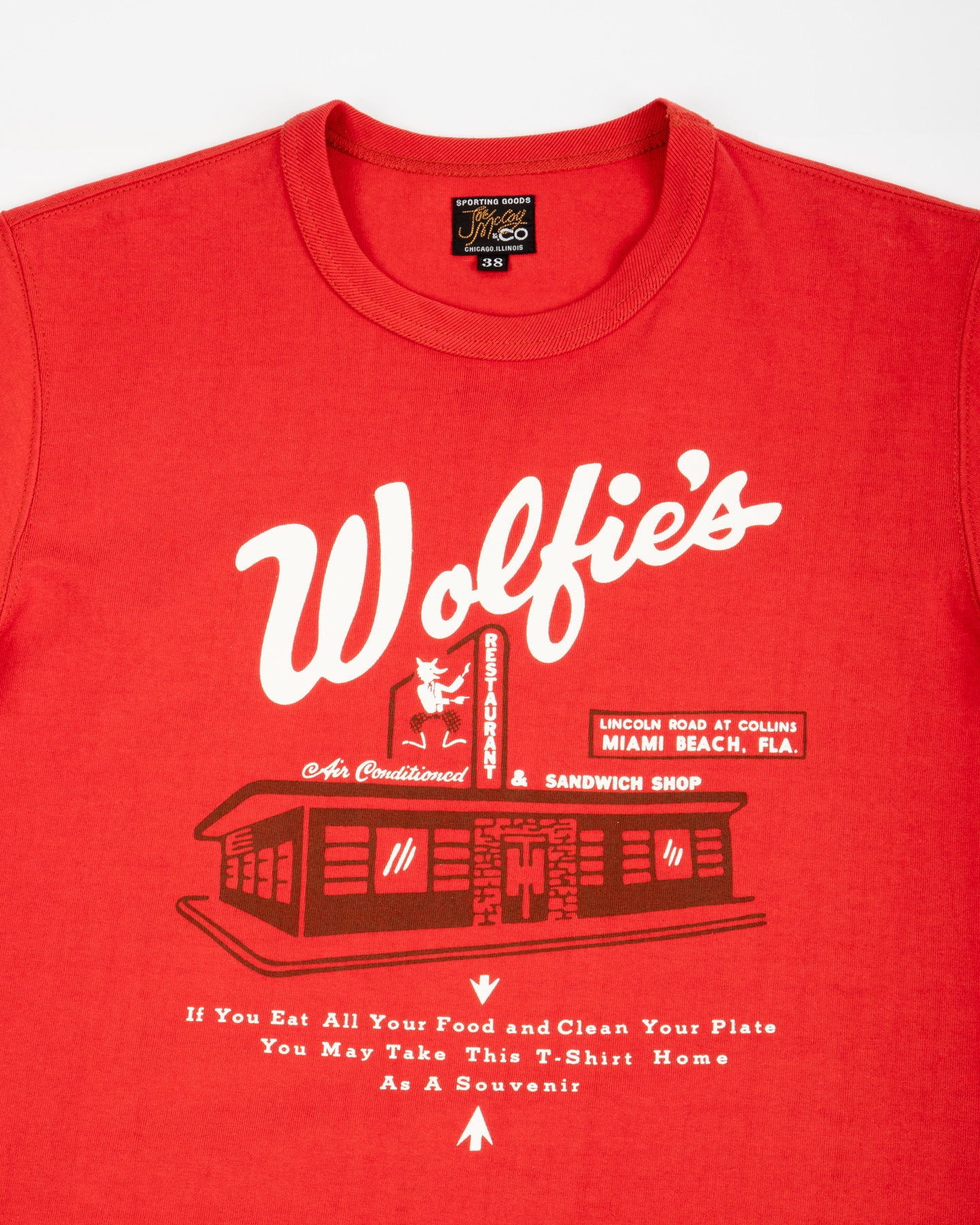 The Real McCoy's Joe McCoy Tee / Where Else But... Wolfie's - Cherry - Standard & Strange