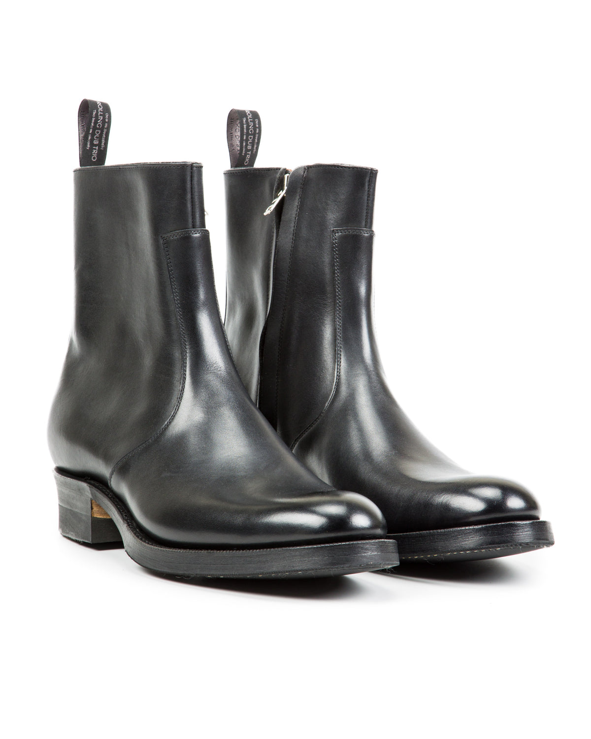 Rolling Dub Trio Gleaners Side Zip Boots - Black Japanese Box Calf - Standard & Strange