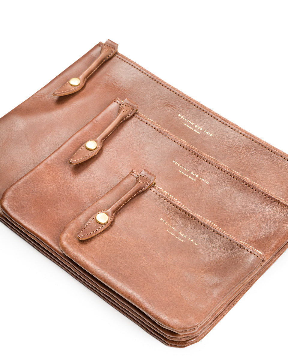 Rolling Dub Trio Square Zip + Snap Pouch - Brown Horse Small - Standard & Strange